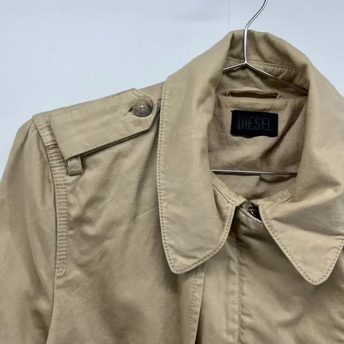 90 디젤 여자 y2k 트렌치 코트 자켓 베이지 빈티지 여자롱점퍼 상품이미지7
