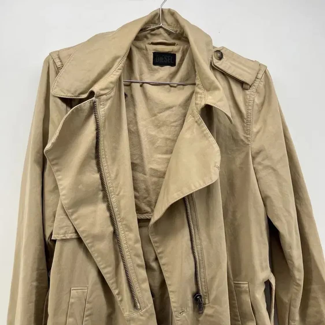 90 디젤 여자 y2k 트렌치 코트 자켓 베이지 빈티지 여자롱점퍼 상품이미지9