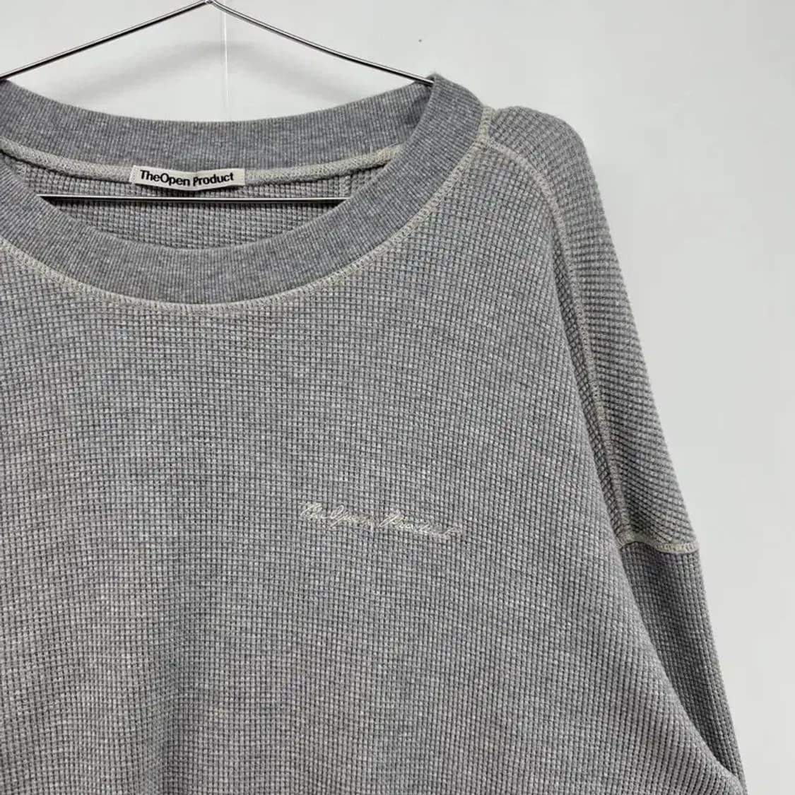 os 더오픈프로젝트 오버핏 와플 긴팔티셔츠 그레이 상품이미지3