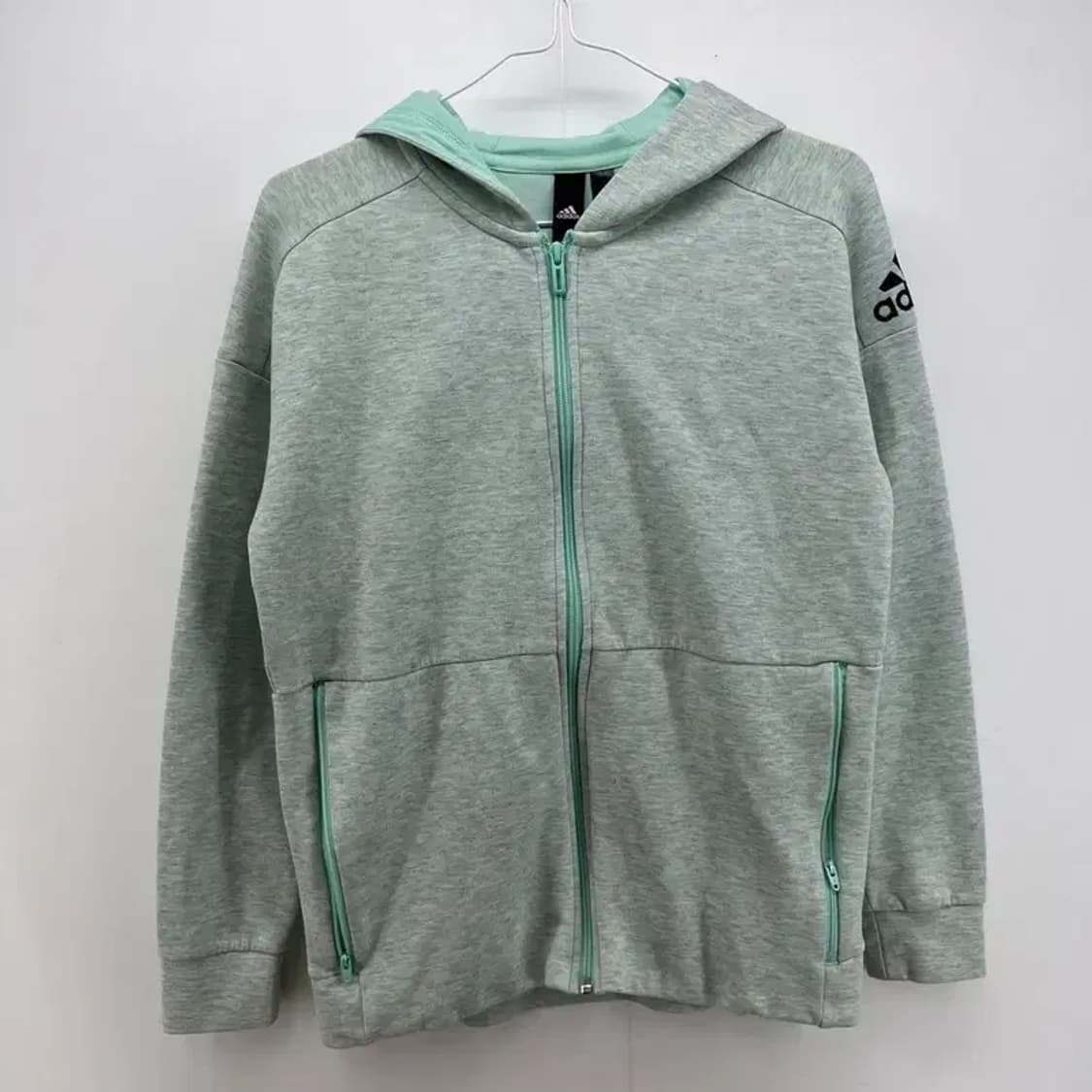 160 아디다스 여자 트레이닝 운동 후드집업티셔츠 민트트레이닝복 상품이미지2