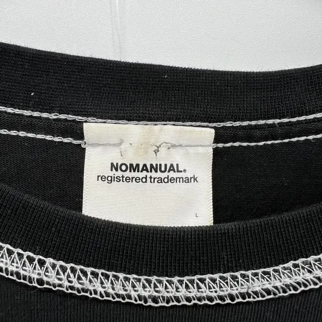 라지 노메뉴얼 스티치 롱슬리브 블랙 얇은긴팔 오버핏 나일론팬츠코디 상품이미지8