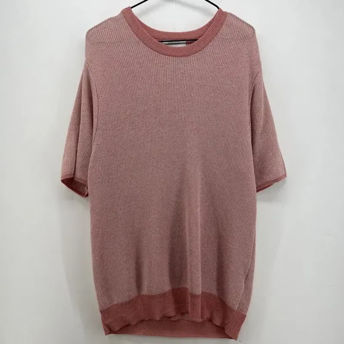 100 커스텀멜로우 남자 니트반팔티셔츠 빈티지 핑크 상품이미지1