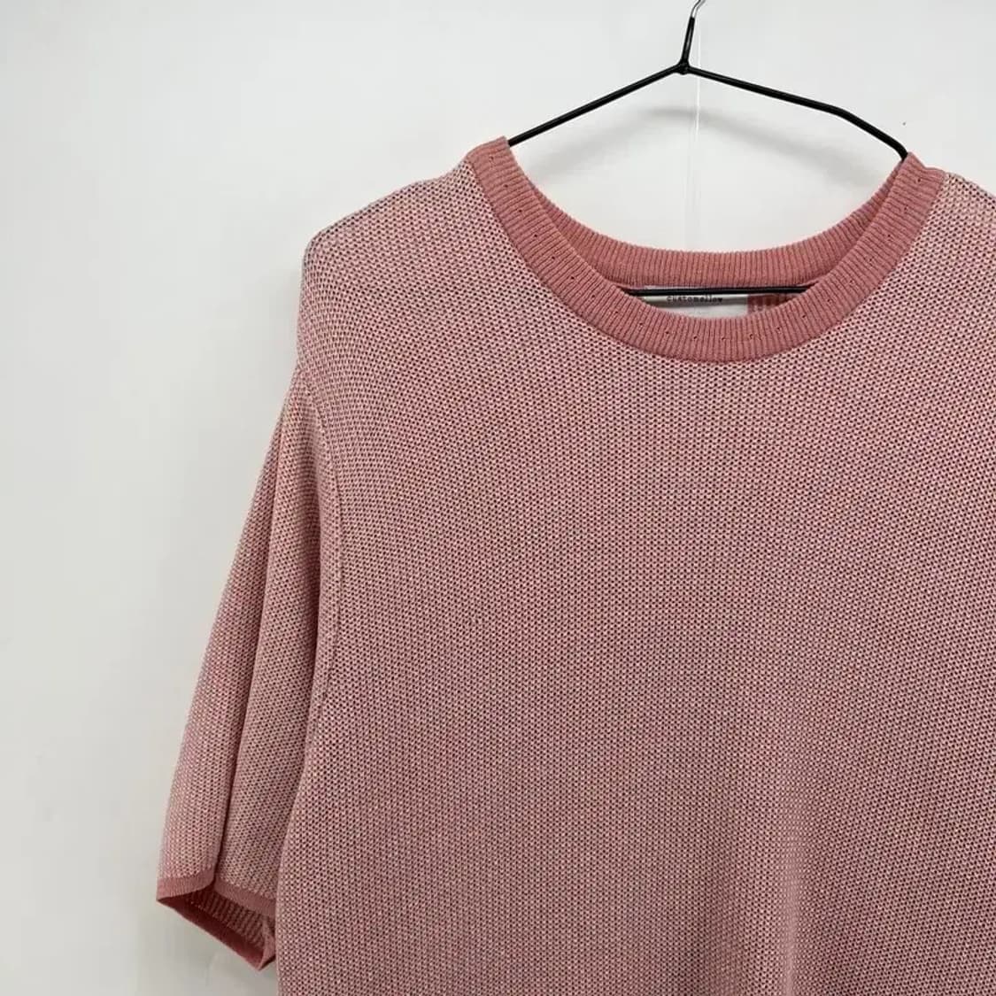100 커스텀멜로우 남자 니트반팔티셔츠 빈티지 핑크 상품이미지4
