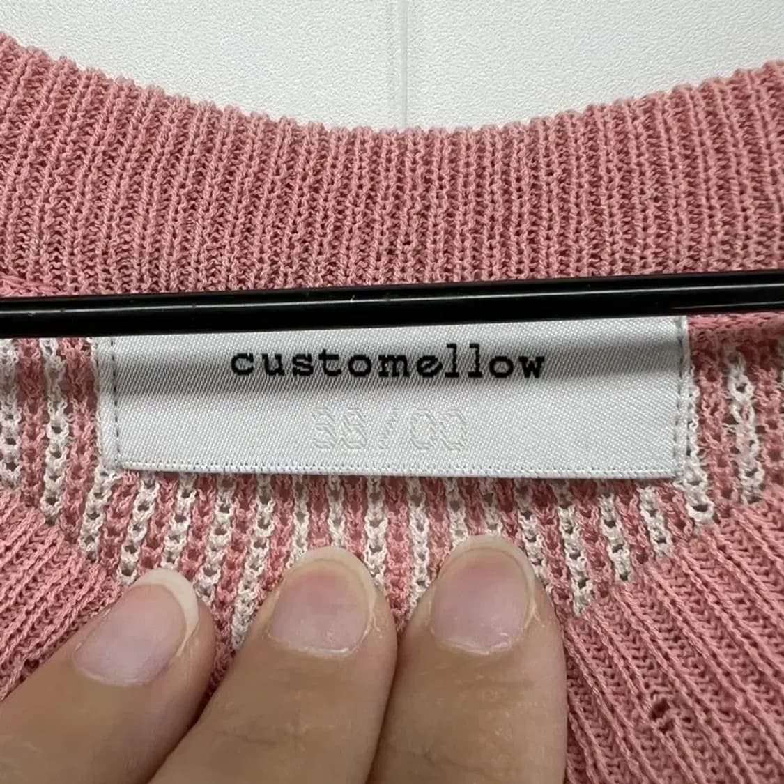 100 커스텀멜로우 남자 니트반팔티셔츠 빈티지 핑크 상품이미지6