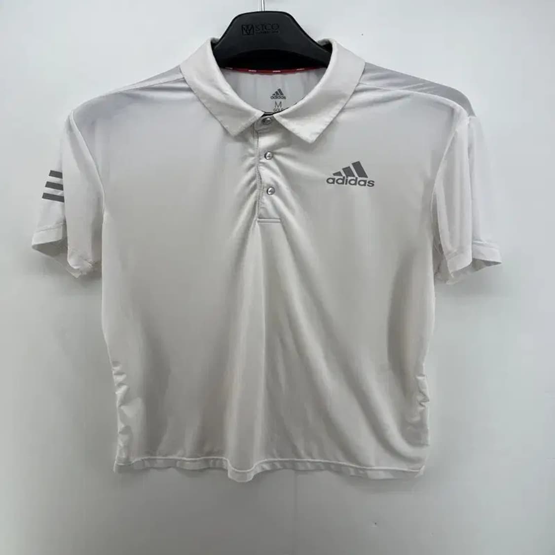 미디움 아디다스 삼선 기능성 남자 골프 스판 카라티셔츠 화이트 상품이미지1