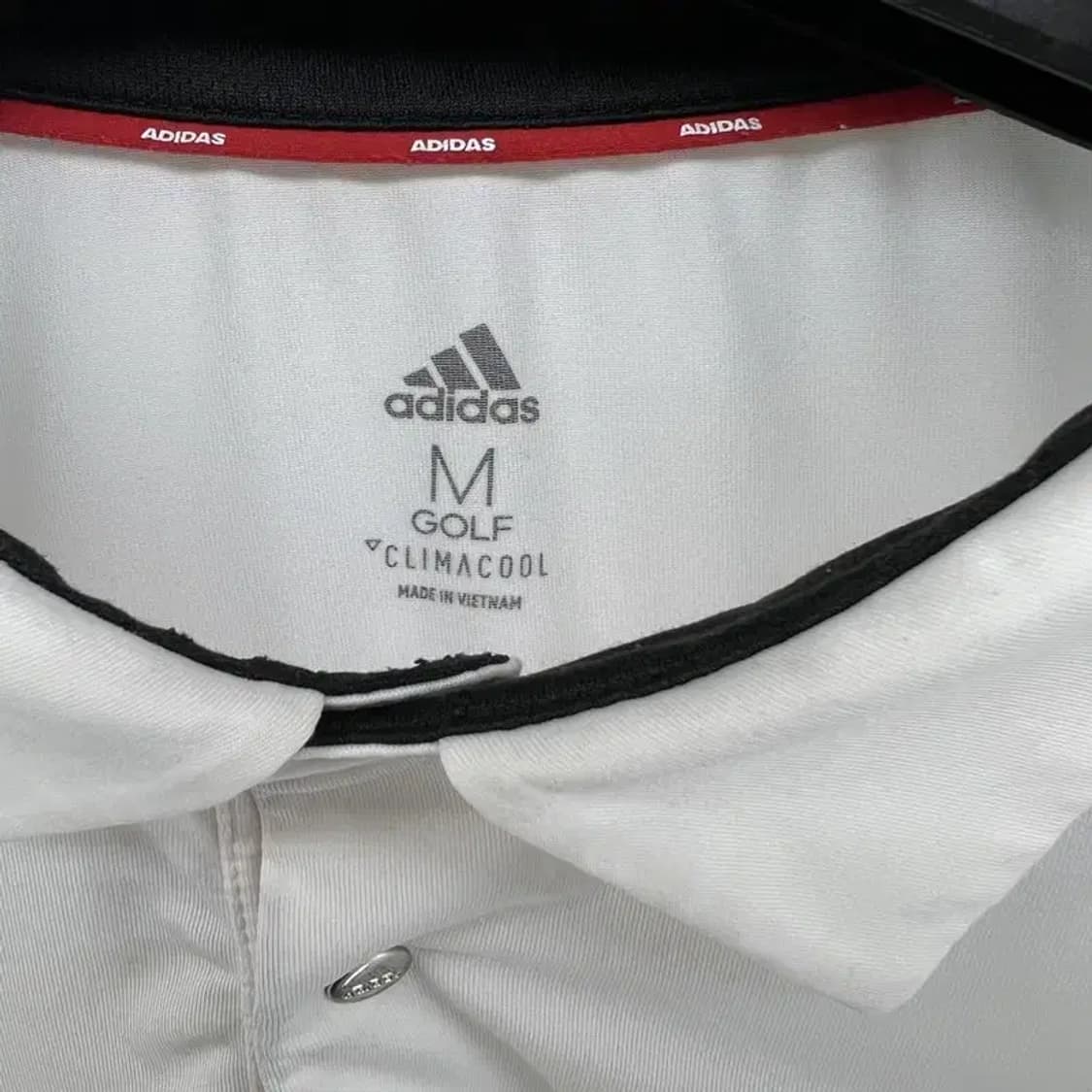 미디움 아디다스 삼선 기능성 남자 골프 스판 카라티셔츠 화이트 상품이미지4