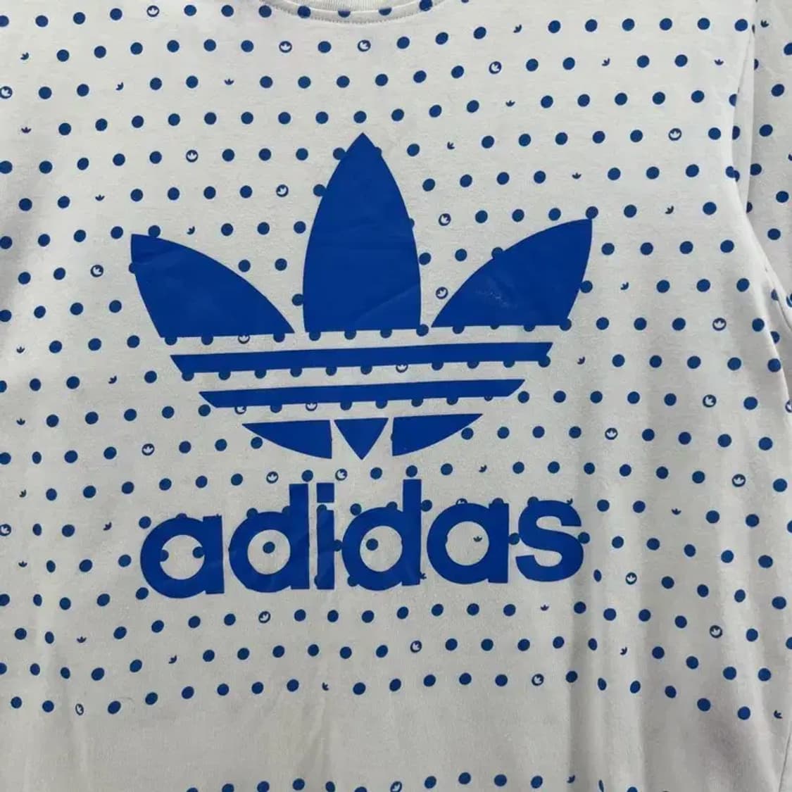 90 아디다스 오리지널스 불꽃로고 오버핏 땡땡이 반팔티셔츠 빈티지 상품이미지3
