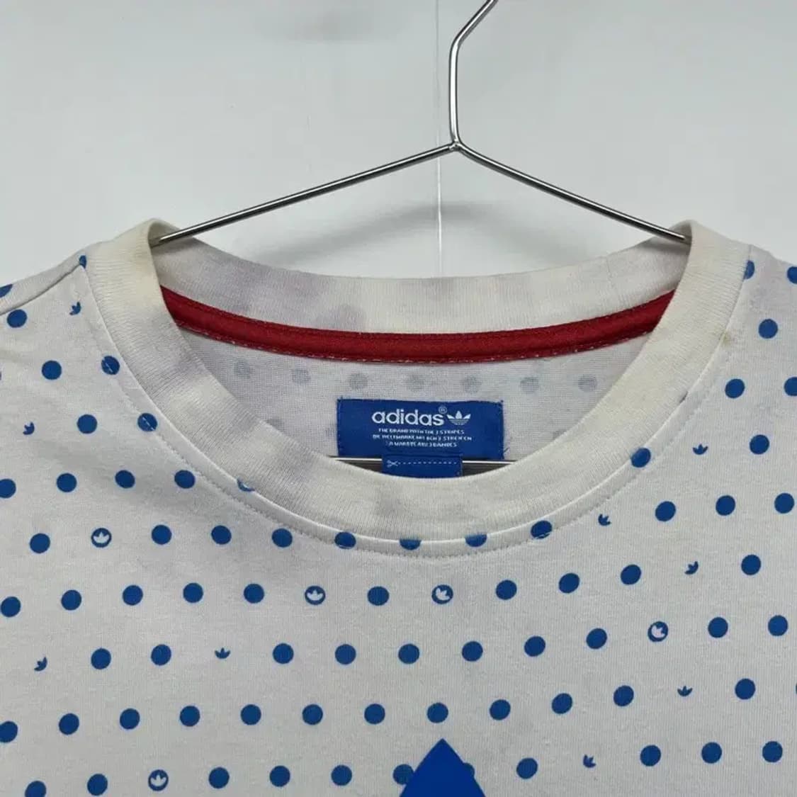 90 아디다스 오리지널스 불꽃로고 오버핏 땡땡이 반팔티셔츠 빈티지 상품이미지5