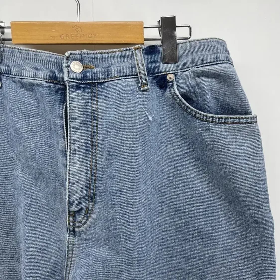 29 30 넘여공용 버뮤다팬츠 데님팬츠 청반바지 오버핏 유니크 바지 상품이미지4