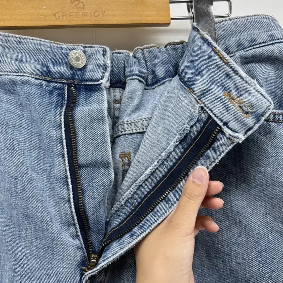 29 30 넘여공용 버뮤다팬츠 데님팬츠 청반바지 오버핏 유니크 바지 상품이미지6