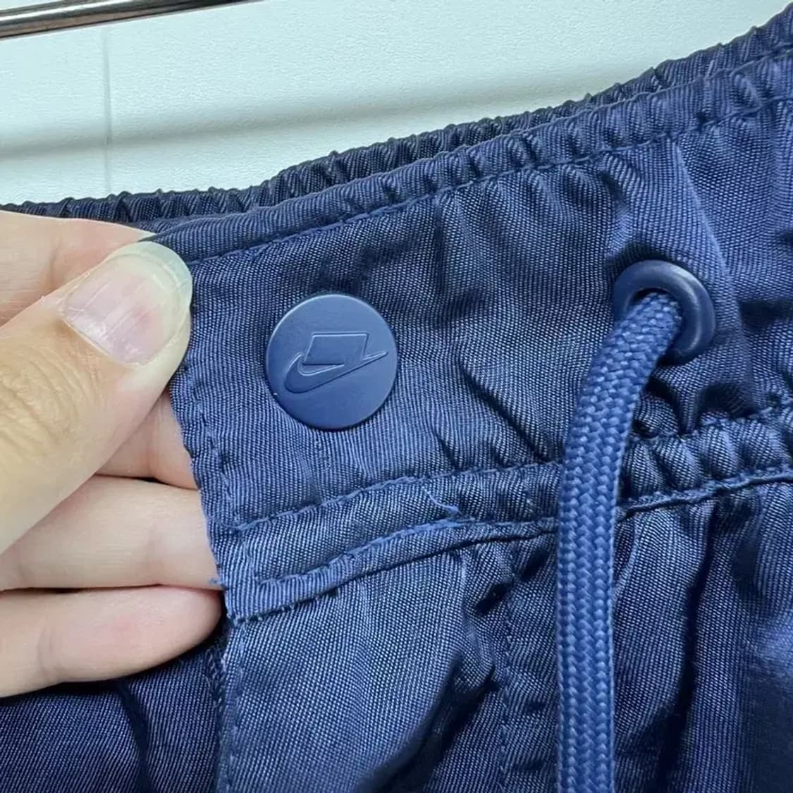 85 라지 나이키 발렌타인 사이드라인 로고 빈티지 네이비 나일론팬츠 상품이미지5