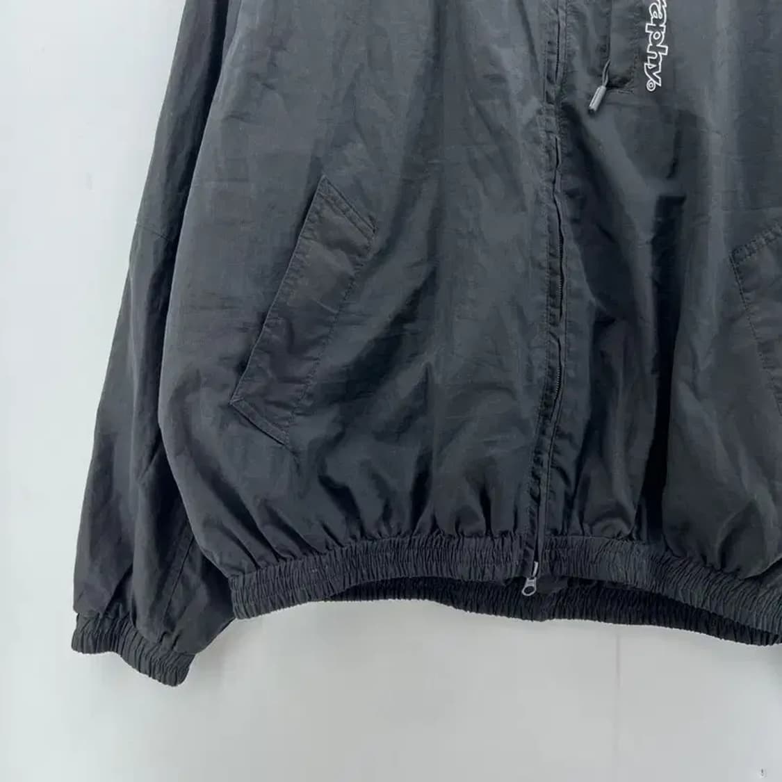 라지 코드그라피 오버핏 블랙 2way 투웨이 숏자켓 바막 블랙 공용 상품이미지4