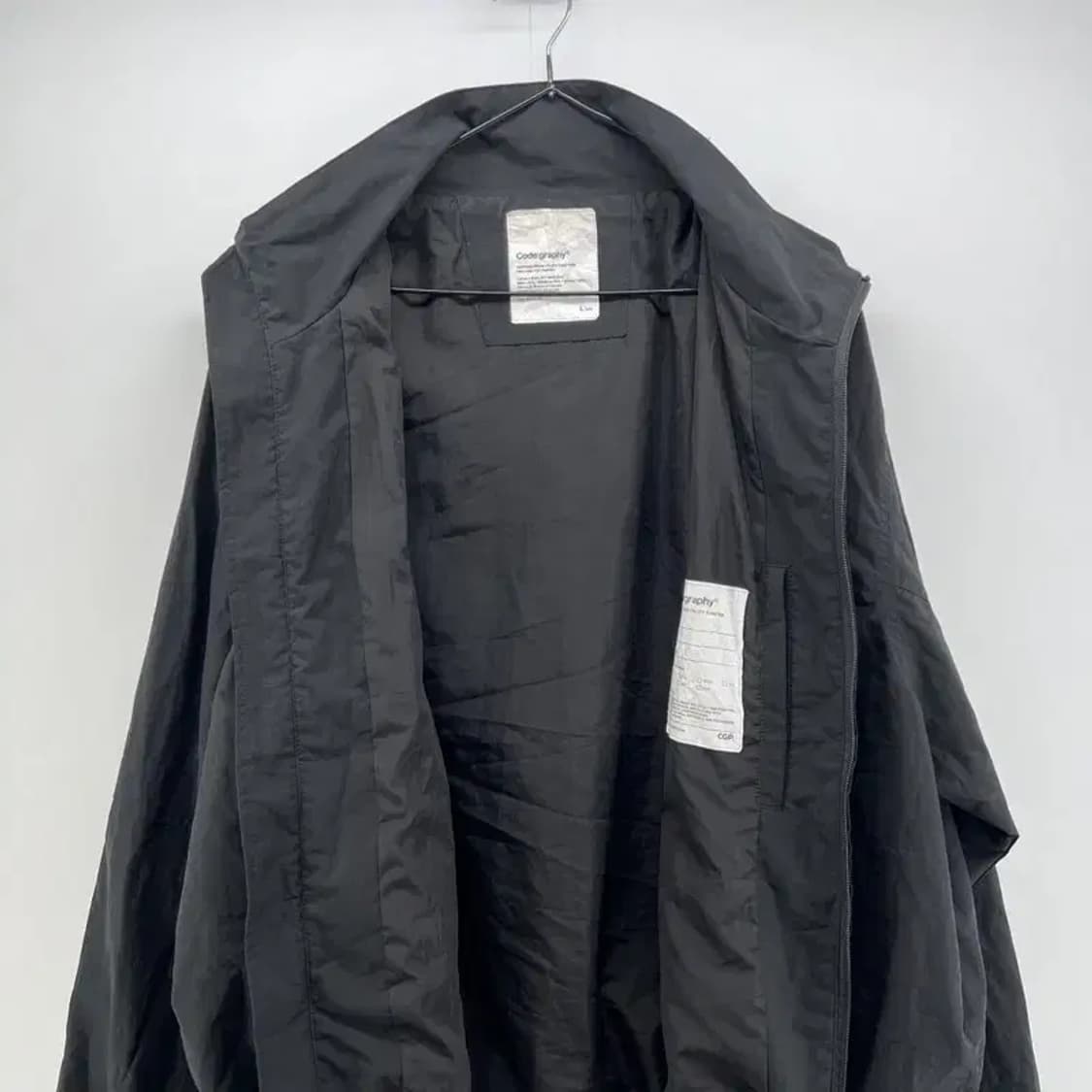 라지 코드그라피 오버핏 블랙 2way 투웨이 숏자켓 바막 블랙 공용 상품이미지7