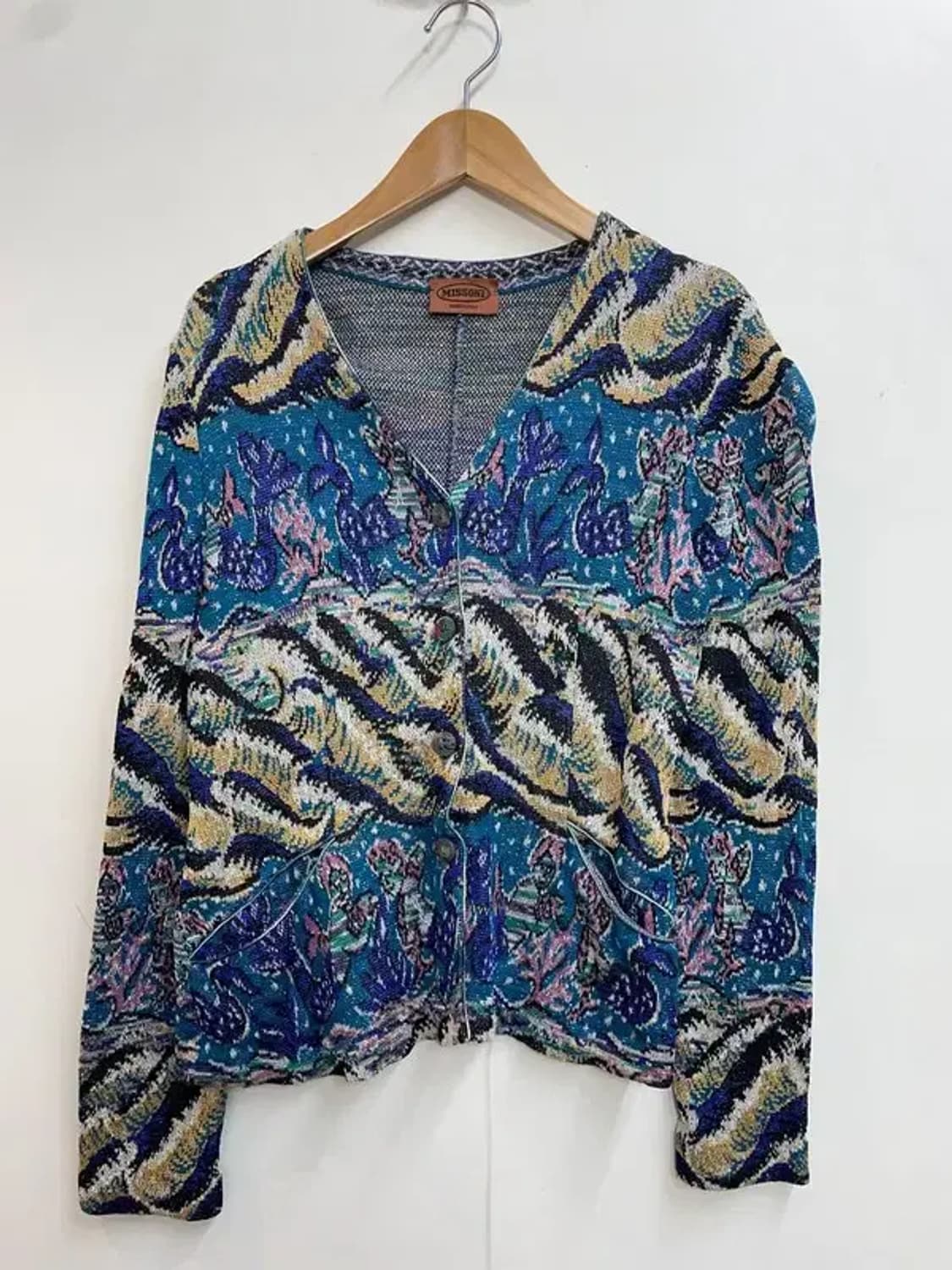 프리 미쏘니 패턴 브이넥 니트 가디건 상품이미지2