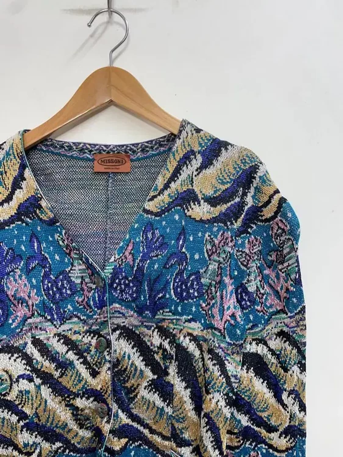 프리 미쏘니 패턴 브이넥 니트 가디건 상품이미지4