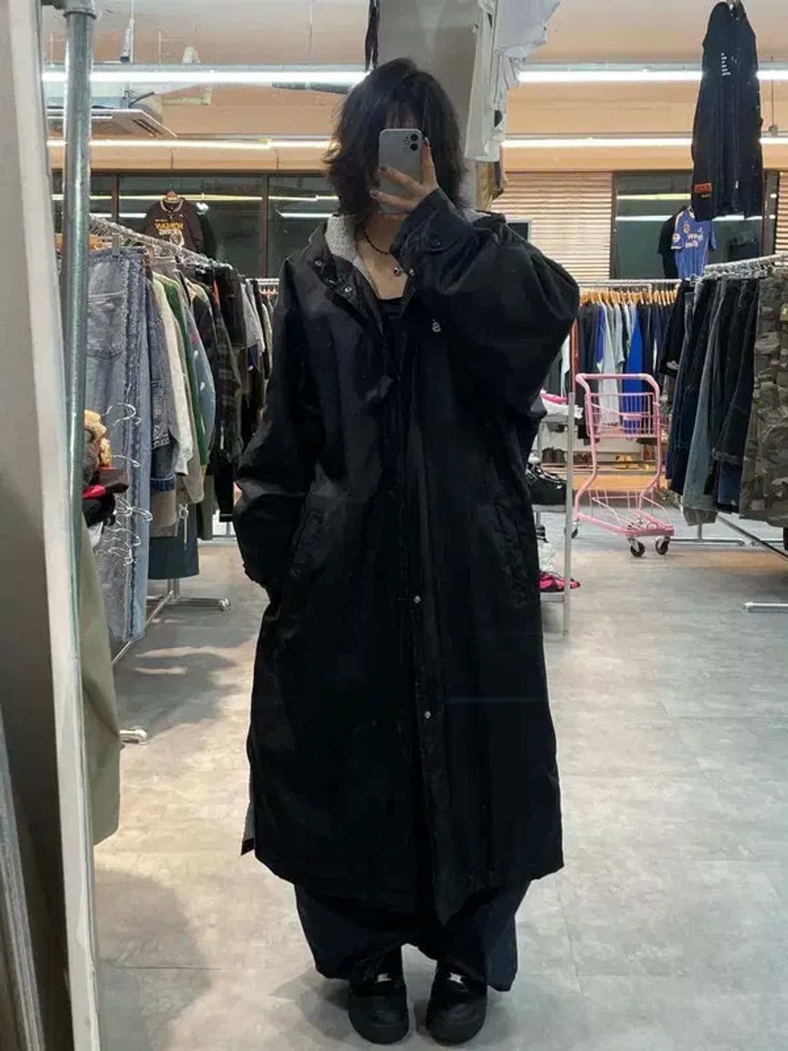 미디움 에스피오나지 오버핏 울 코트 블랙 상품이미지1