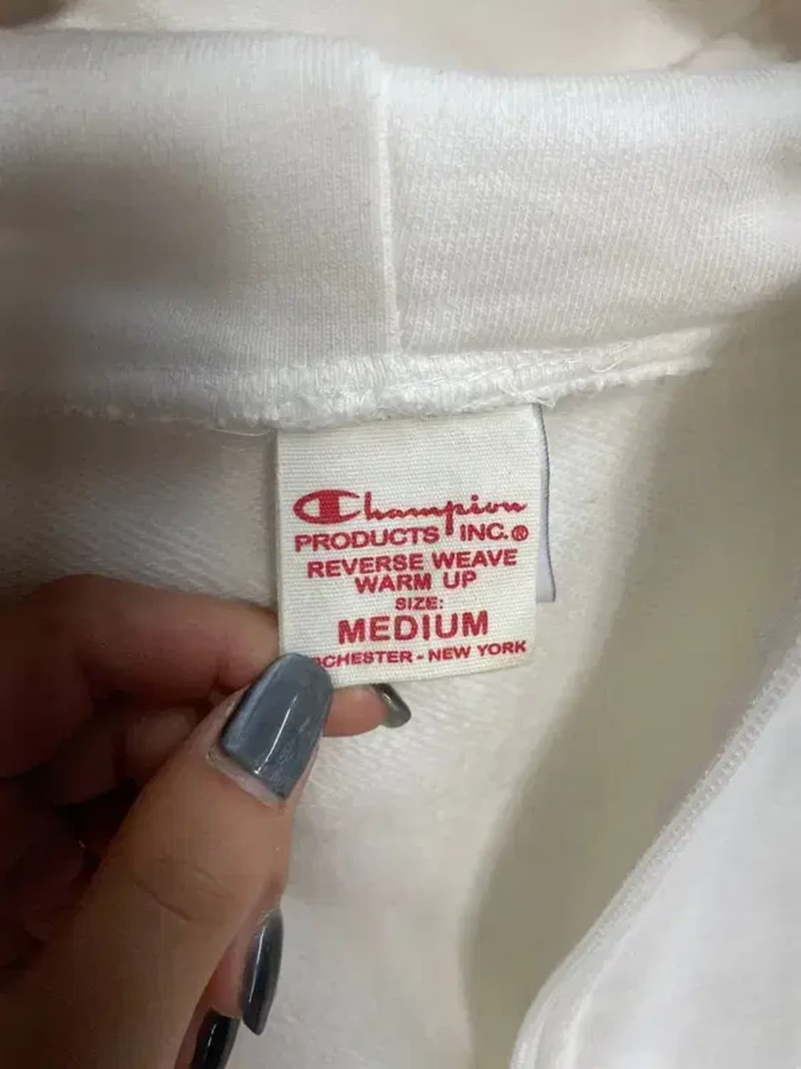 미디움 챔피온 x 베트멍 리버스위브 코튼 절개 후드 후디 화이트 상품이미지6