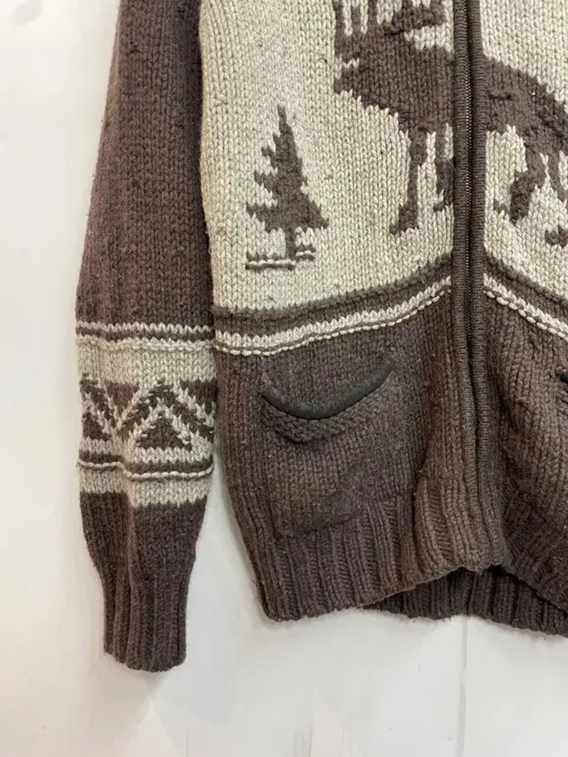 100 NII 빈티지 오버핏 사슴 코위찬 니트 집업 상품이미지3