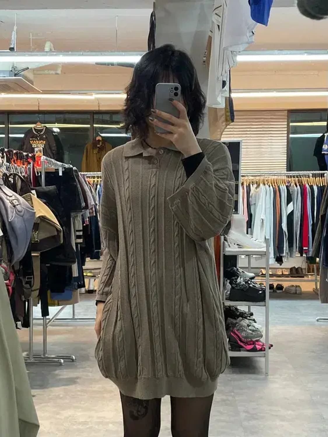 XL 에스피오나지 투포켓 케이블 카라 반팔 니트 상품이미지1