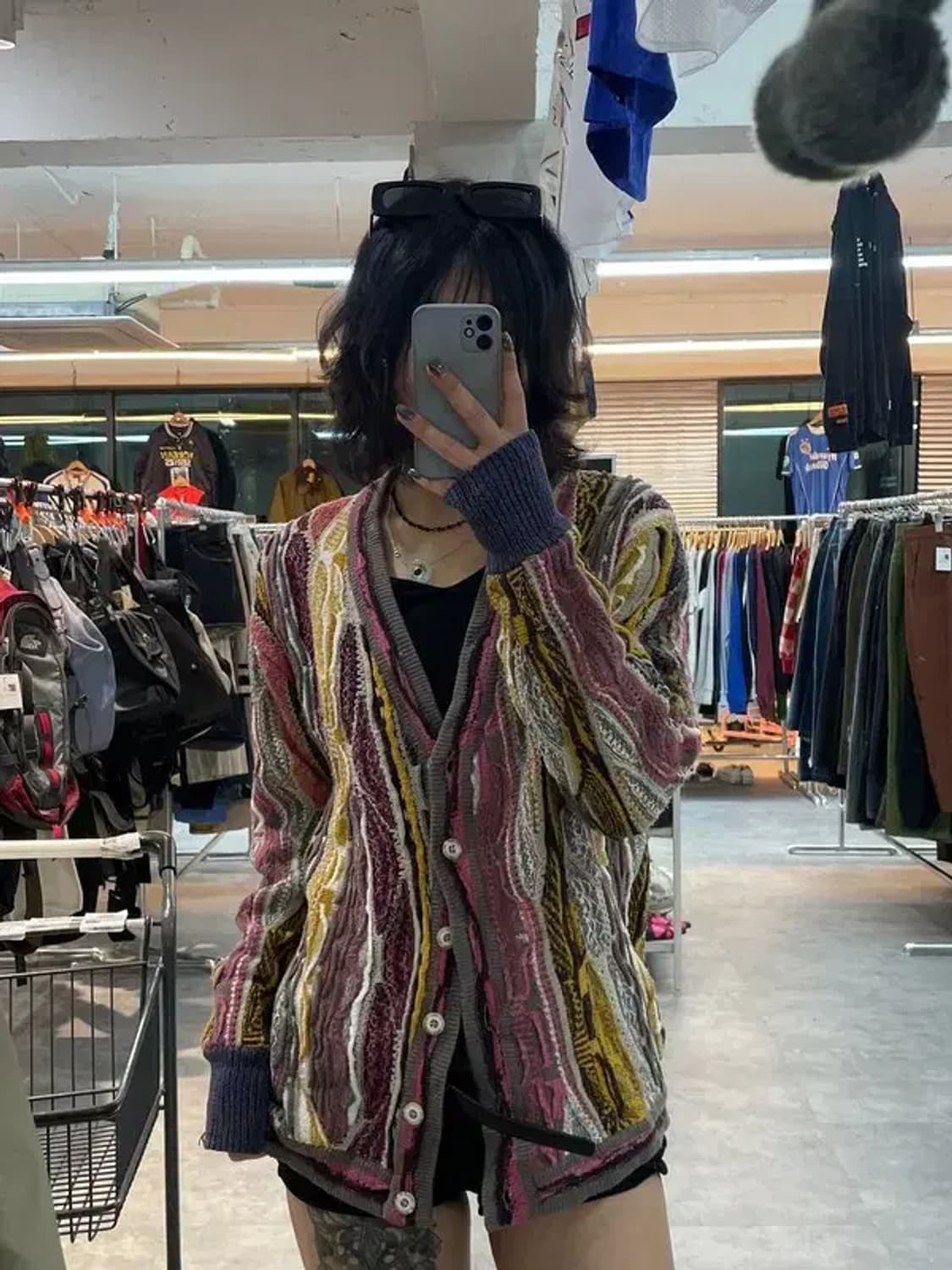 프리 빈티지 케이블 오버핏 브이넥 니트 가디건 상품이미지1