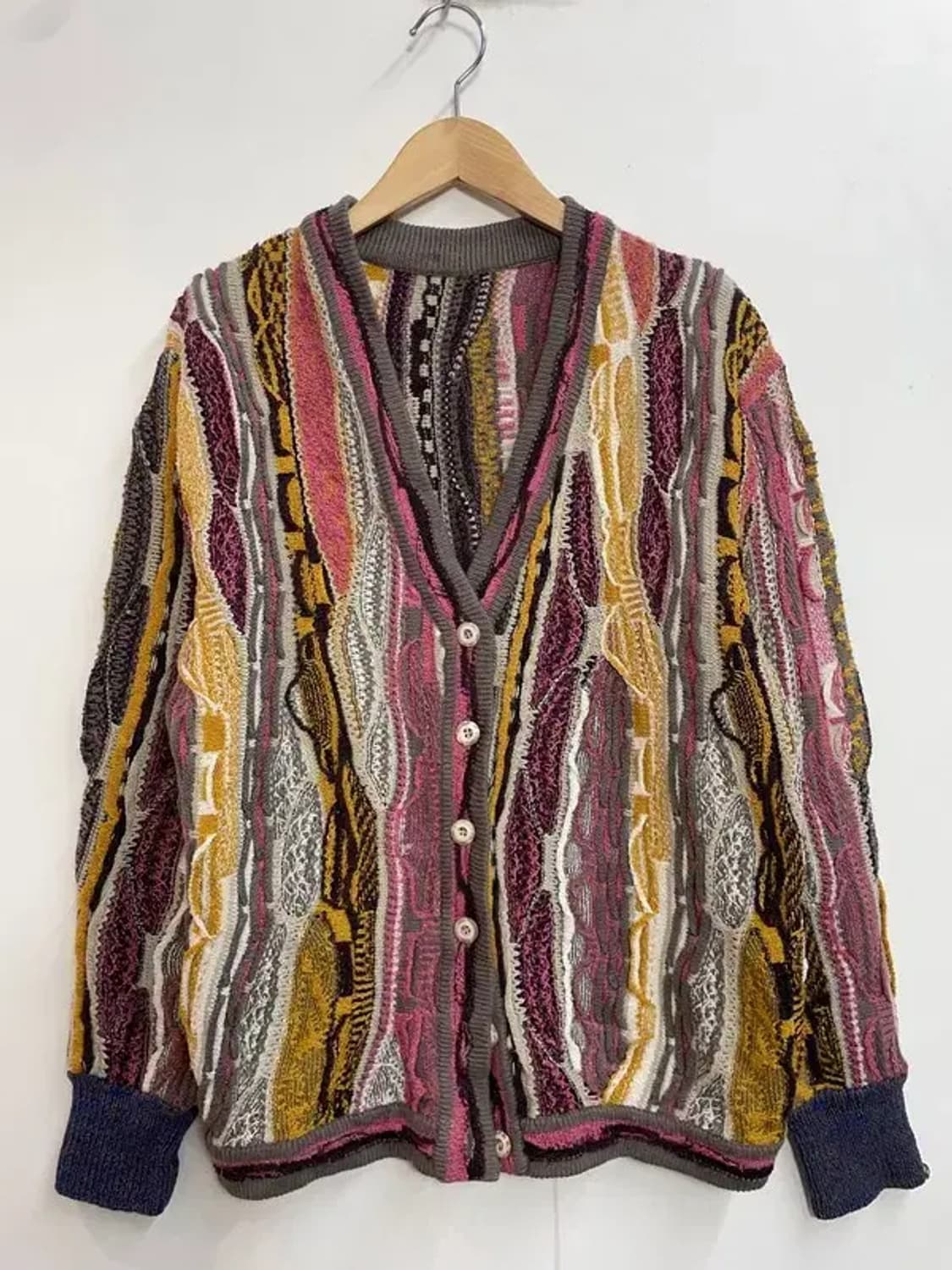 프리 빈티지 케이블 오버핏 브이넥 니트 가디건 상품이미지2