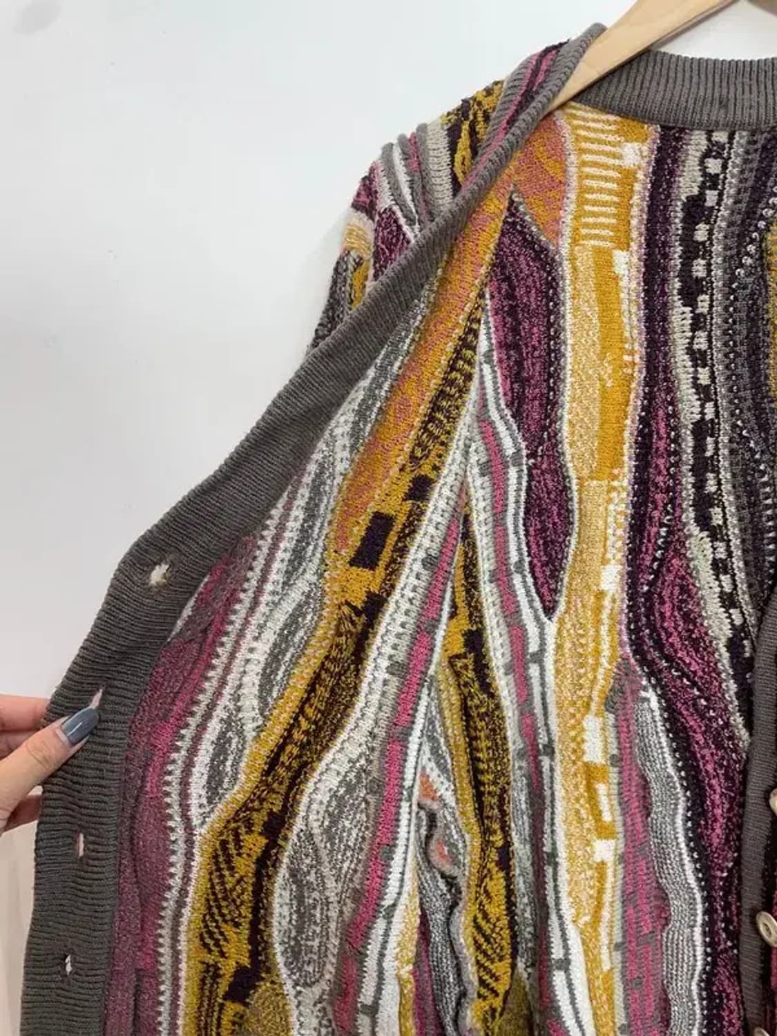 프리 빈티지 케이블 오버핏 브이넥 니트 가디건 상품이미지5