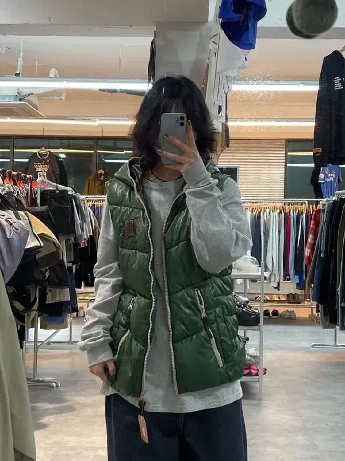 95 B.C.R. CRUX 빈티지 풀집업 패딩 조끼 그린 상품이미지1