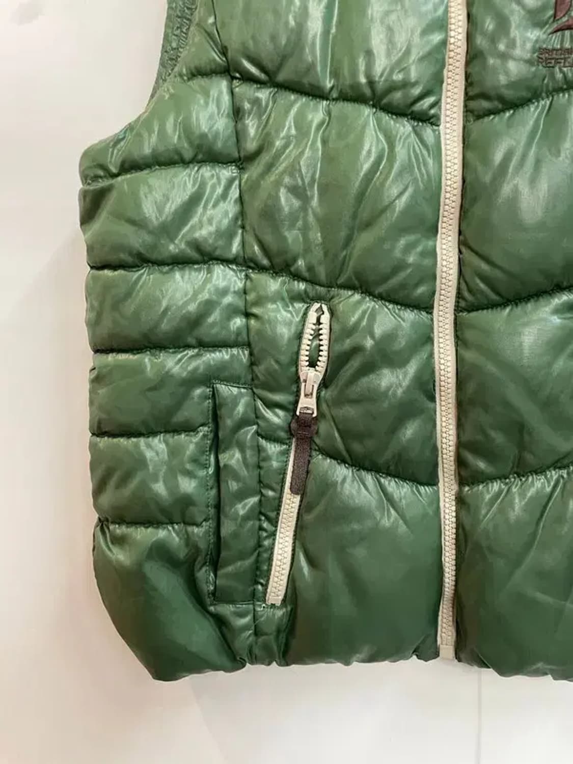 95 B.C.R. CRUX 빈티지 풀집업 패딩 조끼 그린 상품이미지3