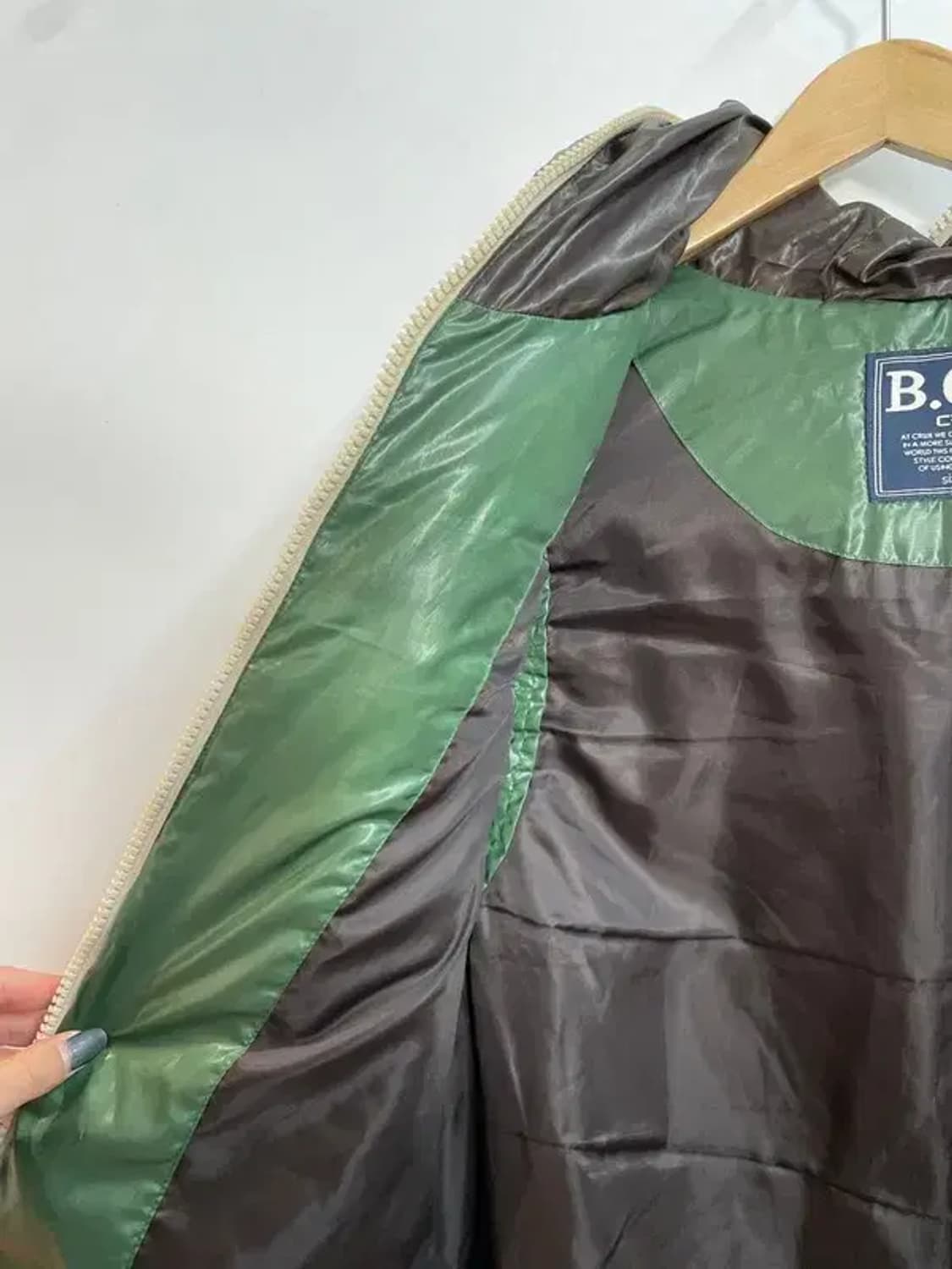 95 B.C.R. CRUX 빈티지 풀집업 패딩 조끼 그린 상품이미지6