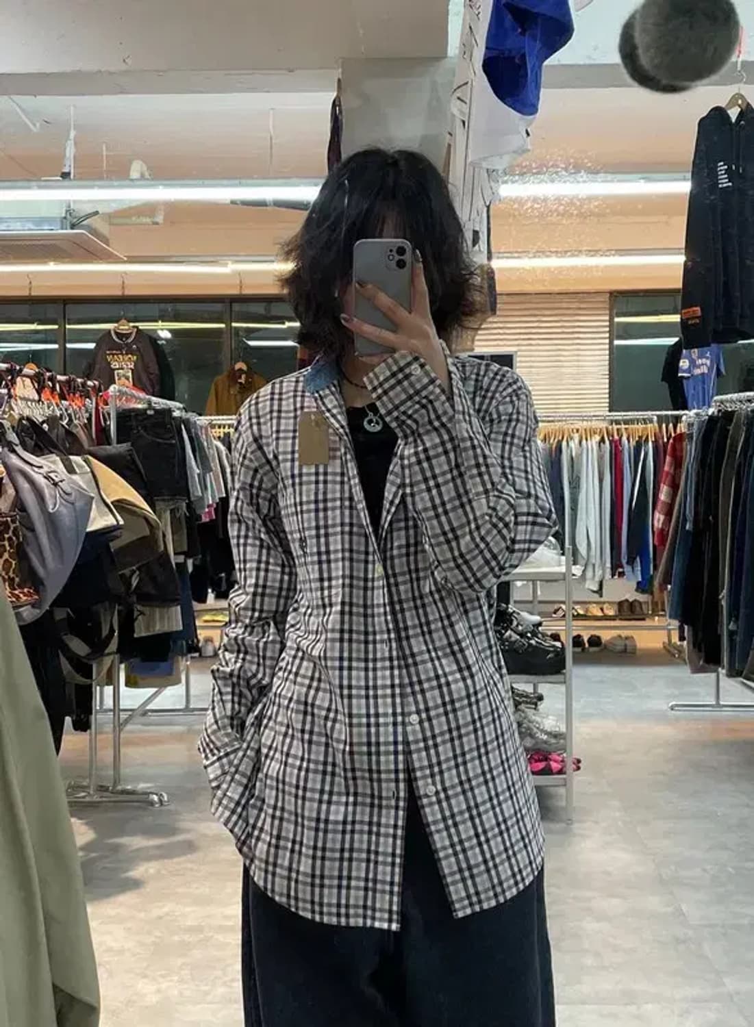 미디움 chaps 챔스 오버핏 체크 셔츠 남방 상품이미지1