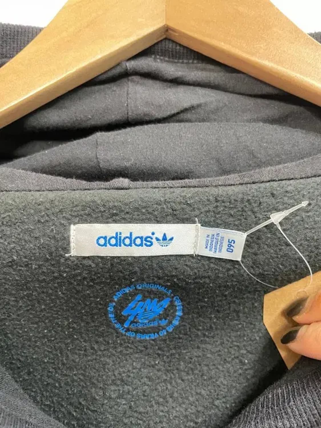 95 여자 아디다스 RS FLE 큐빅 후디 블랙 상품이미지5