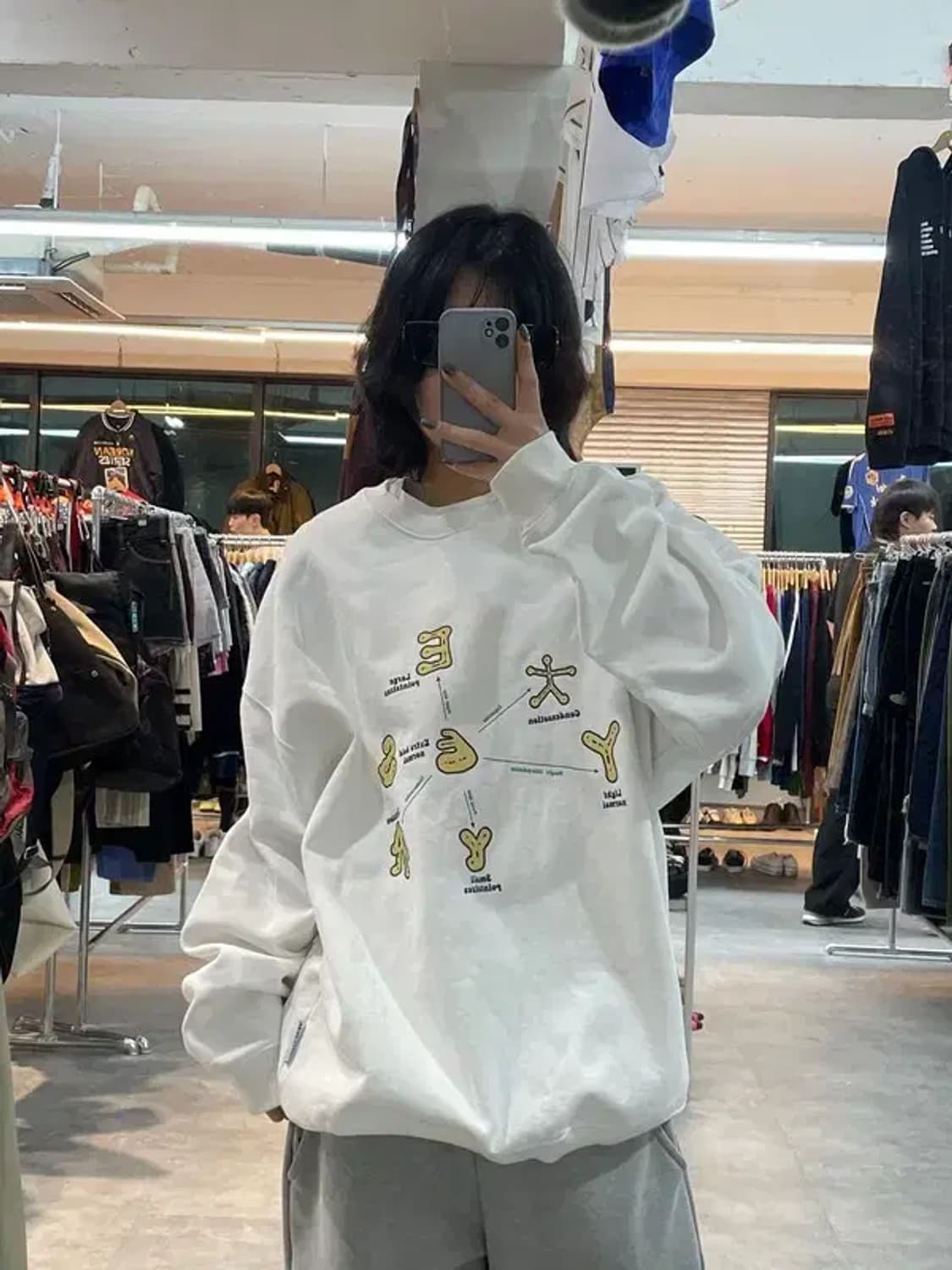 라지 예스아이씨 Y.E.S Optical 스웨트셔츠 맨투맨 화이트 상품이미지1