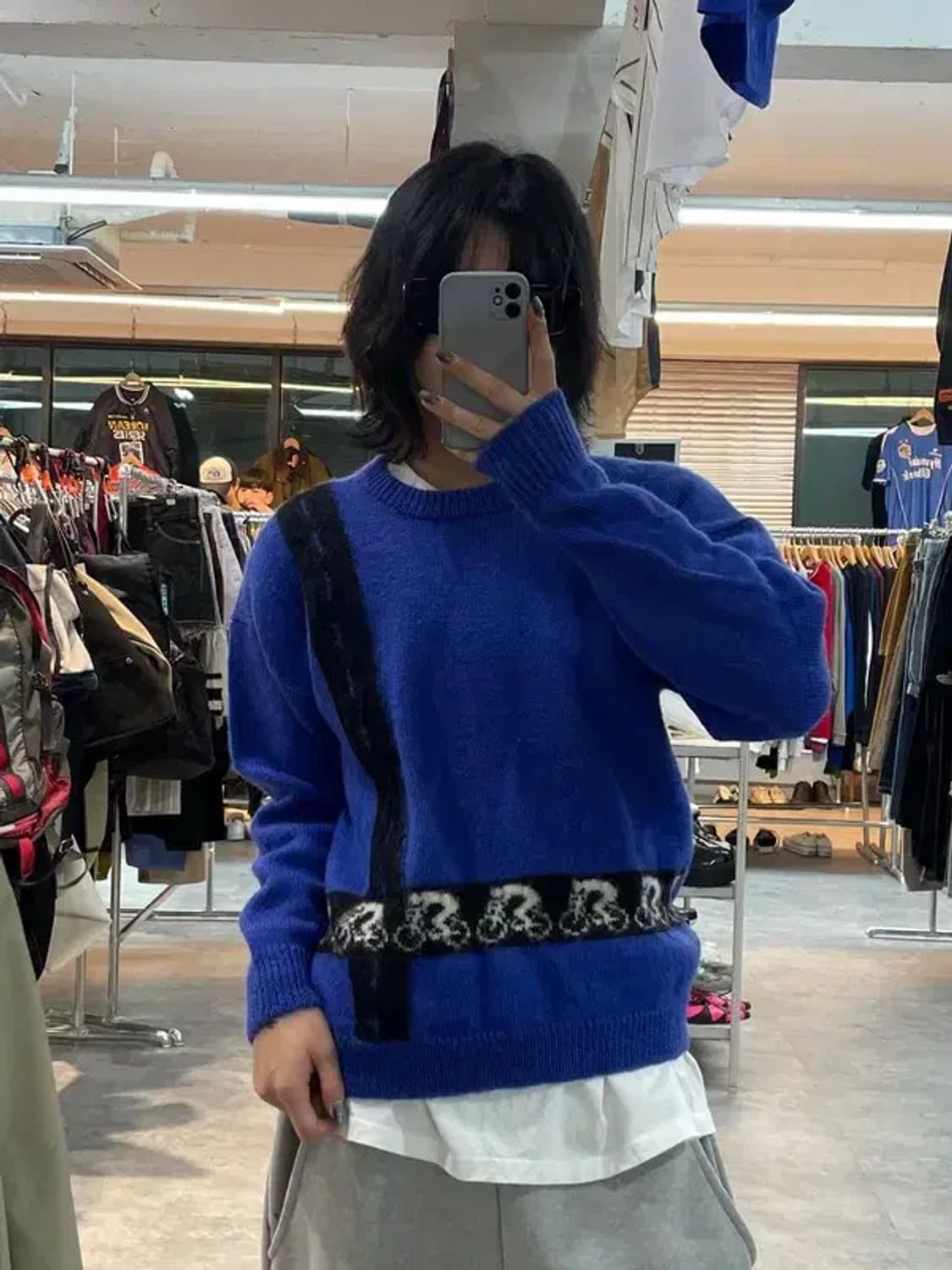 프리 90s KAPAI CRAFTS 크롭 니트 블루 상품이미지1