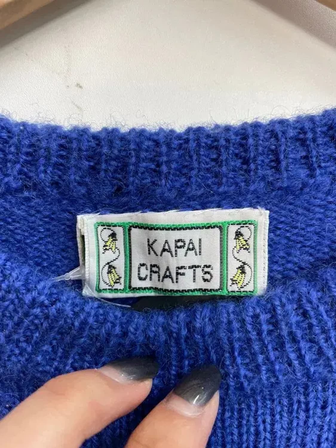 프리 90s KAPAI CRAFTS 크롭 니트 블루 상품이미지5