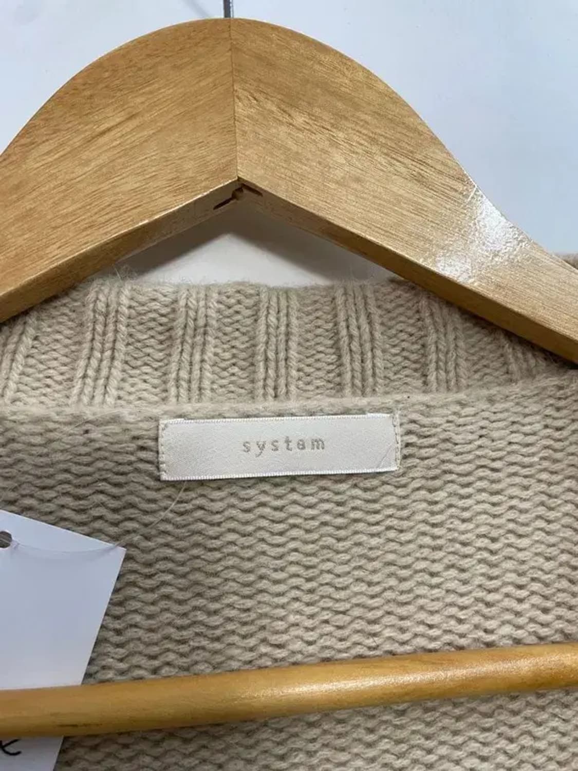 90 여자 시스템 숄카라 니트 가디건 베이지 상품이미지5