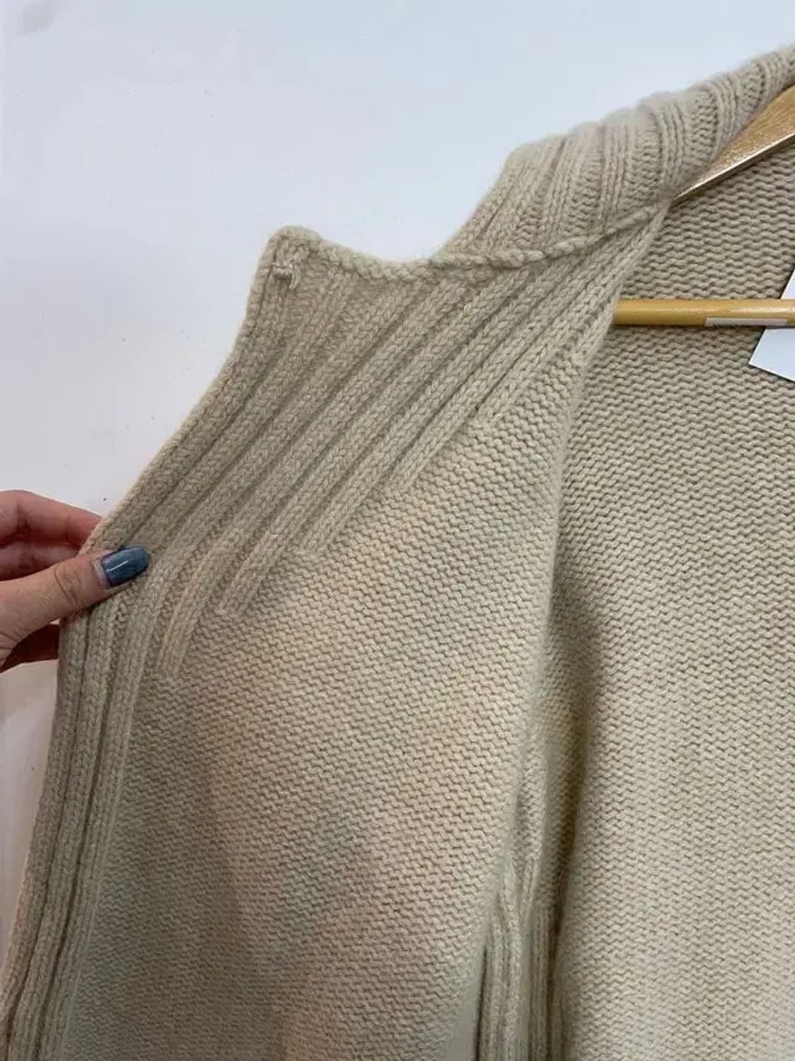 90 여자 시스템 숄카라 니트 가디건 베이지 상품이미지7