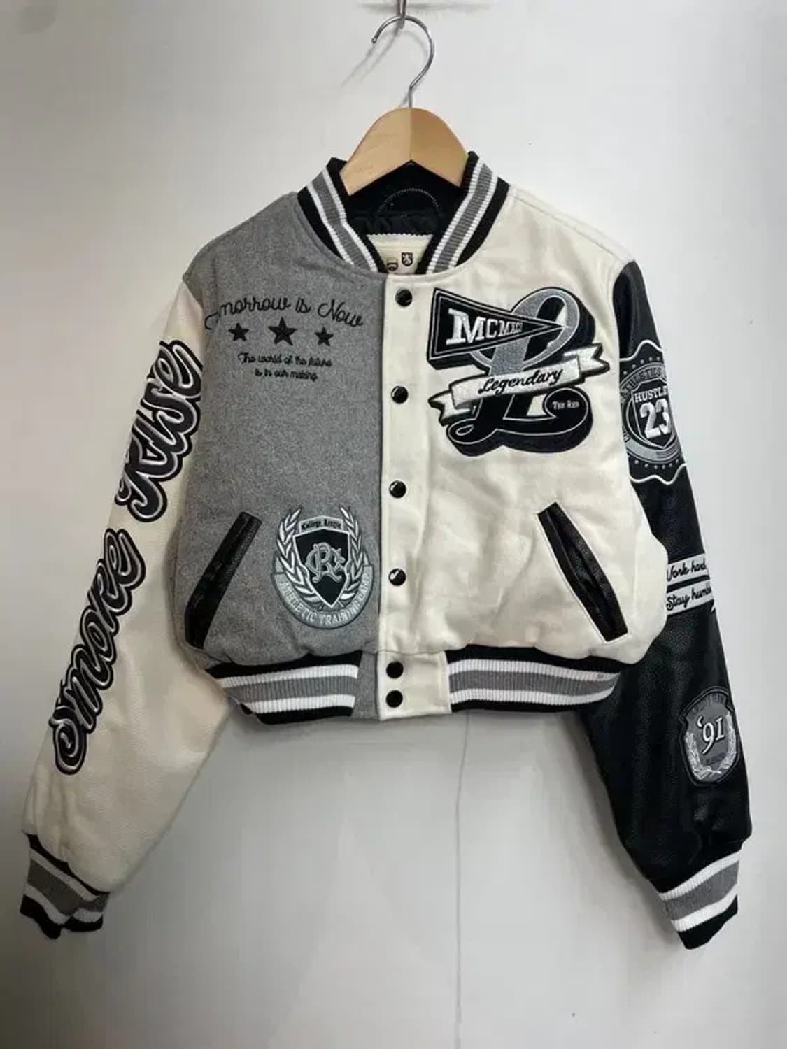 미디움 스모크라이즈 바시티 크롭 자켓 그레이 상품이미지2