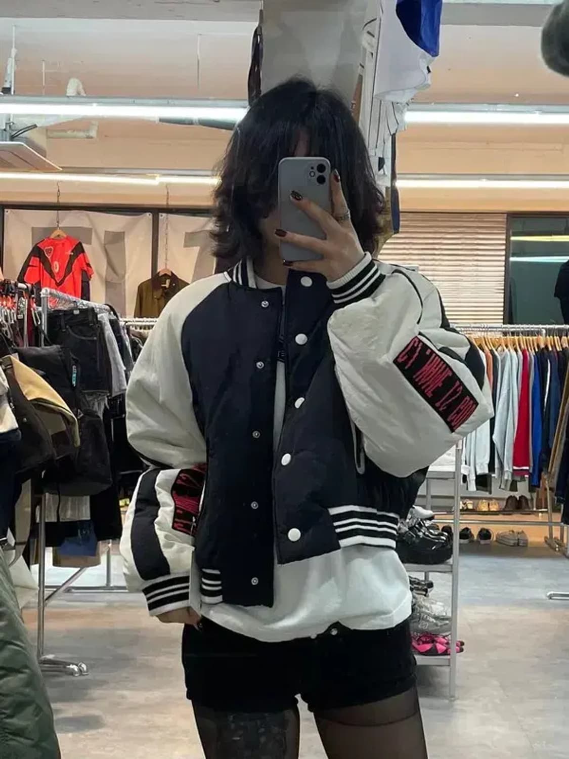 프리 NAME 여자 크롭 배색 블루종 자켓 상품이미지1