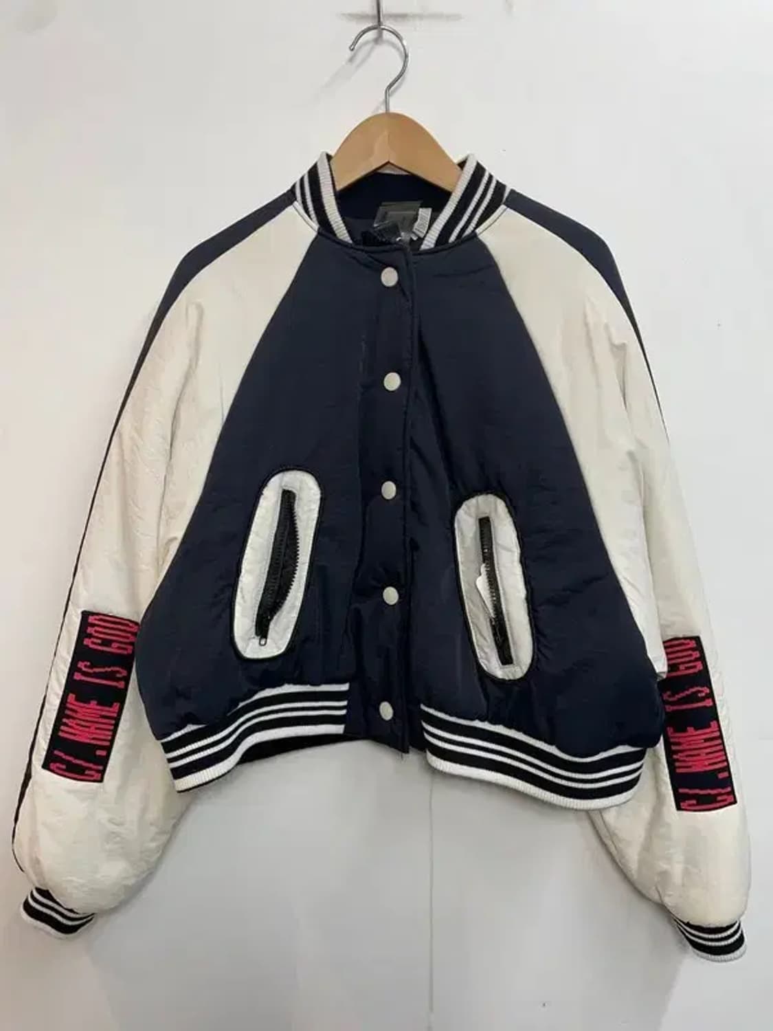 프리 NAME 여자 크롭 배색 블루종 자켓 상품이미지2