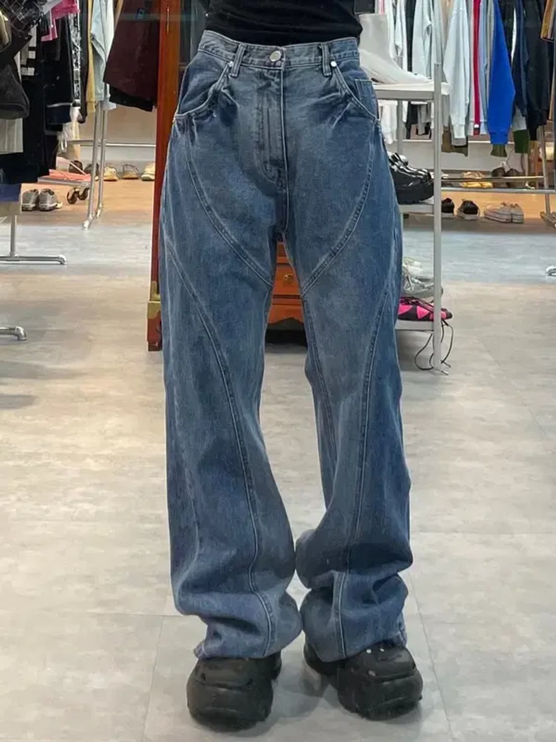 라지 DNSR 인시전 플레어 데님 블루 상품이미지1