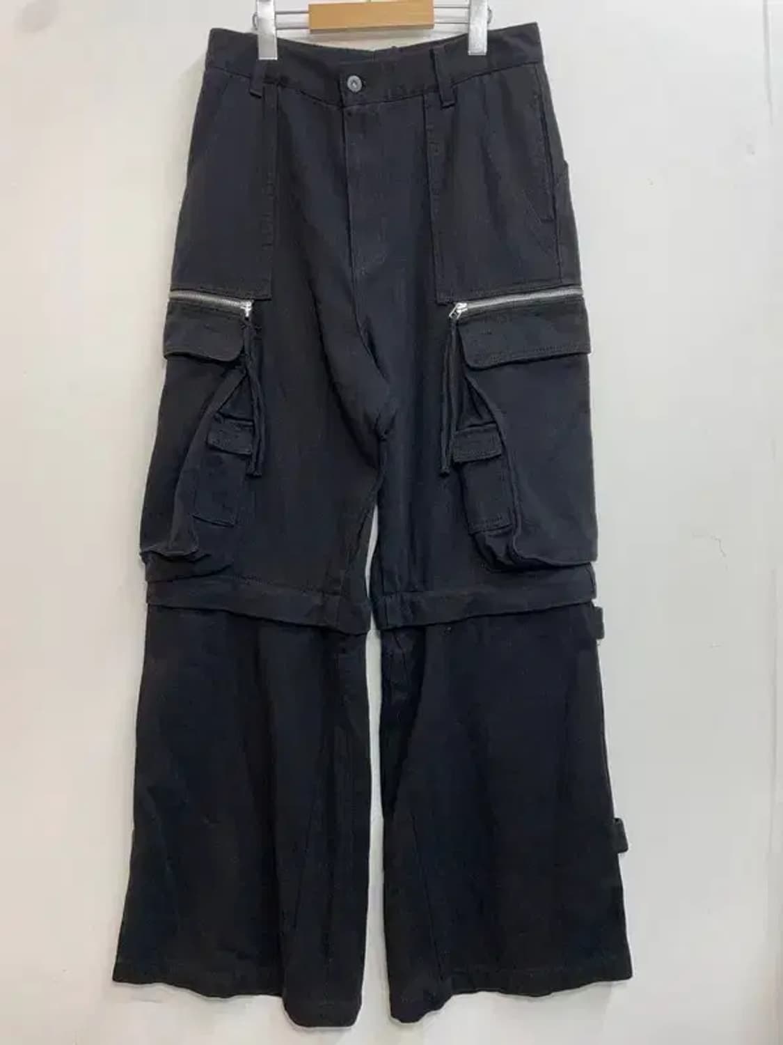 라지 빈티지 빅 카고 와이드 팬츠 블랙 상품이미지2