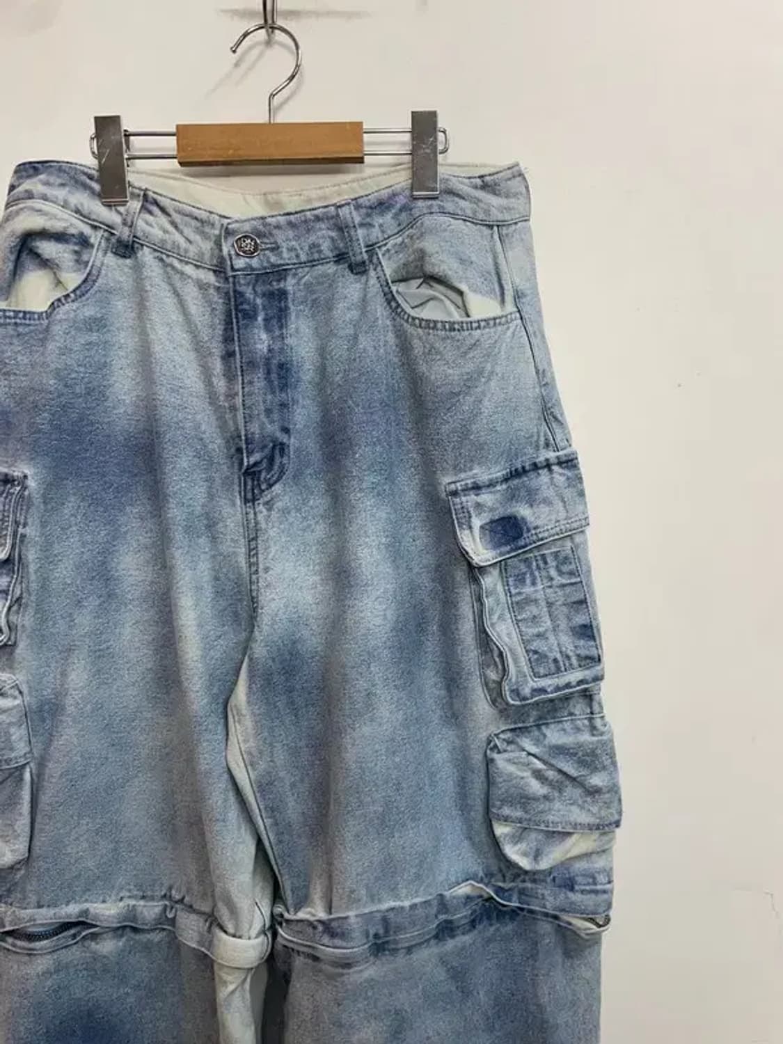 라지 DNSR 멀티 포켓 투웨이 카고 데님 팬츠 상품이미지4