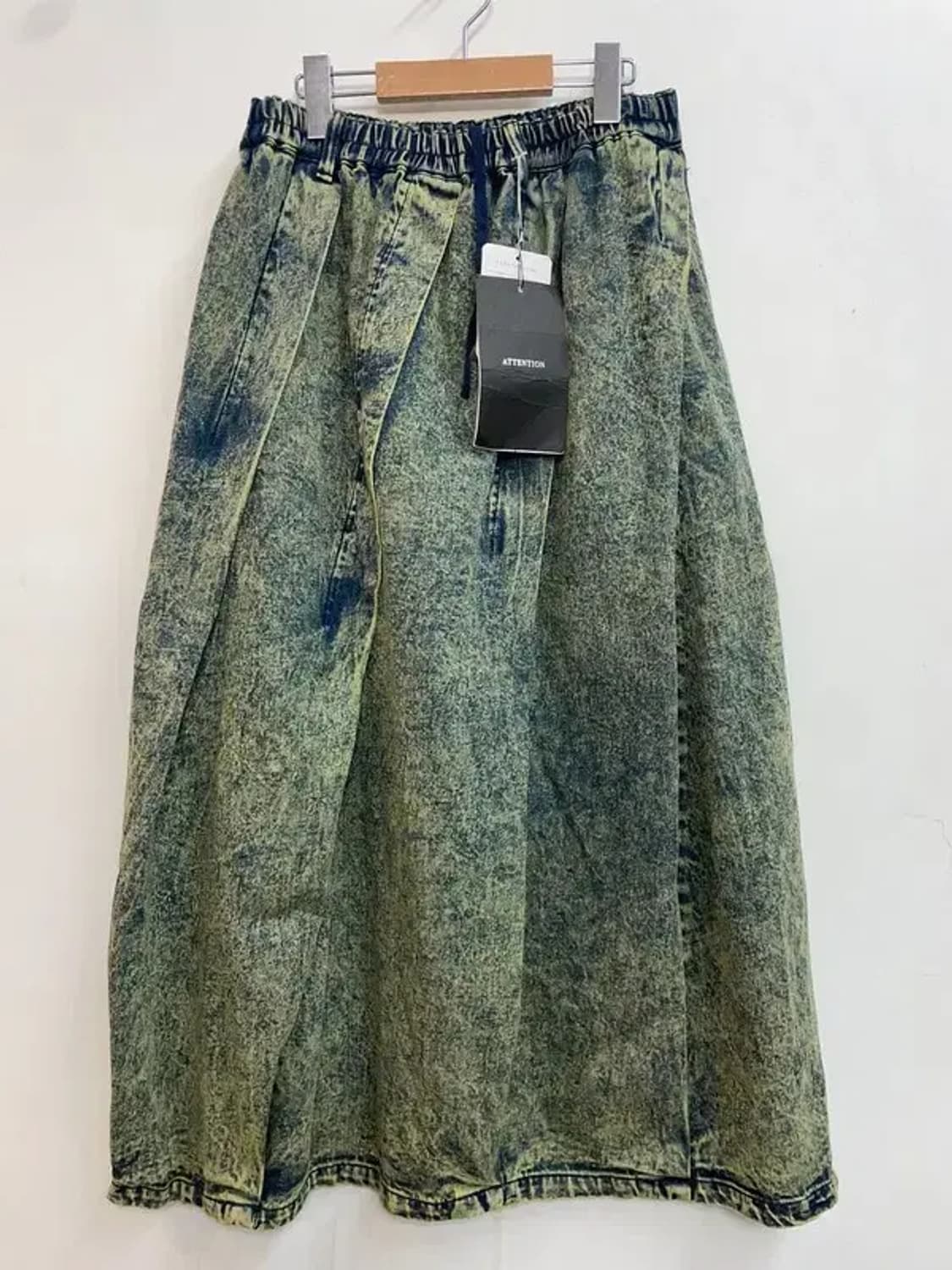 프리 새상품 여자 빈티지 워싱 에이라인 데님 롱 스커트 상품이미지2