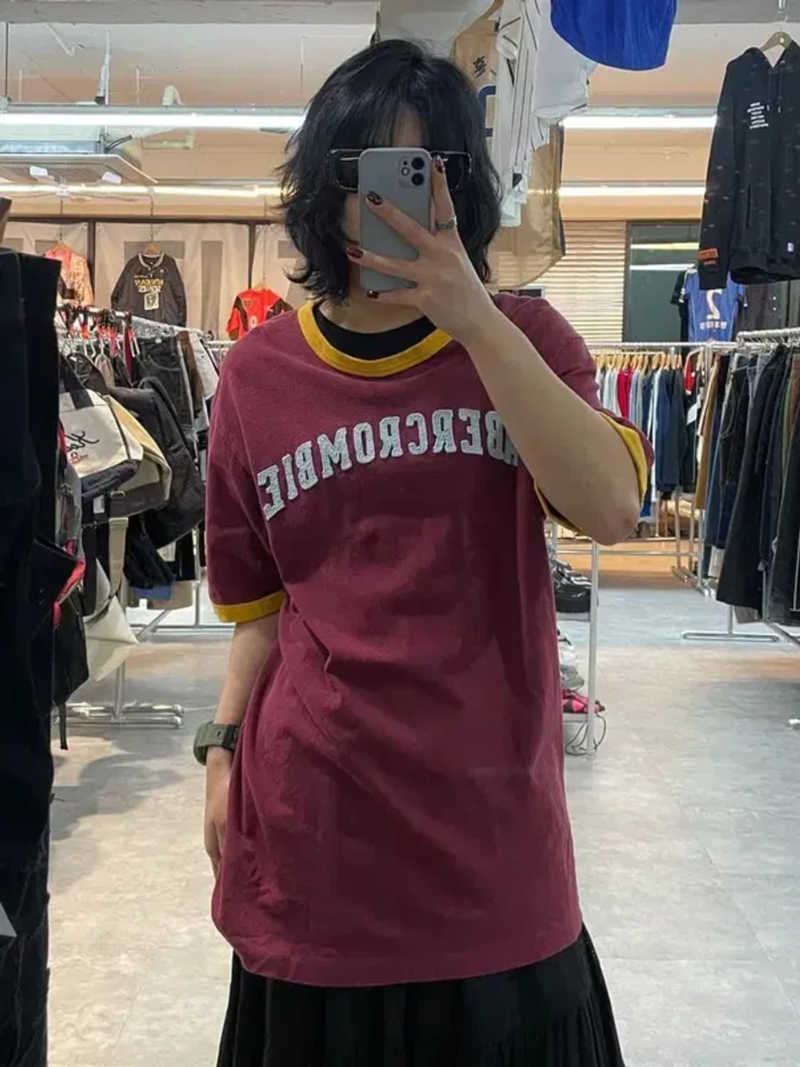 XL 아베크롬비 피치 오버핏 자주 반팔티셔츠 y2k룩 상품이미지1