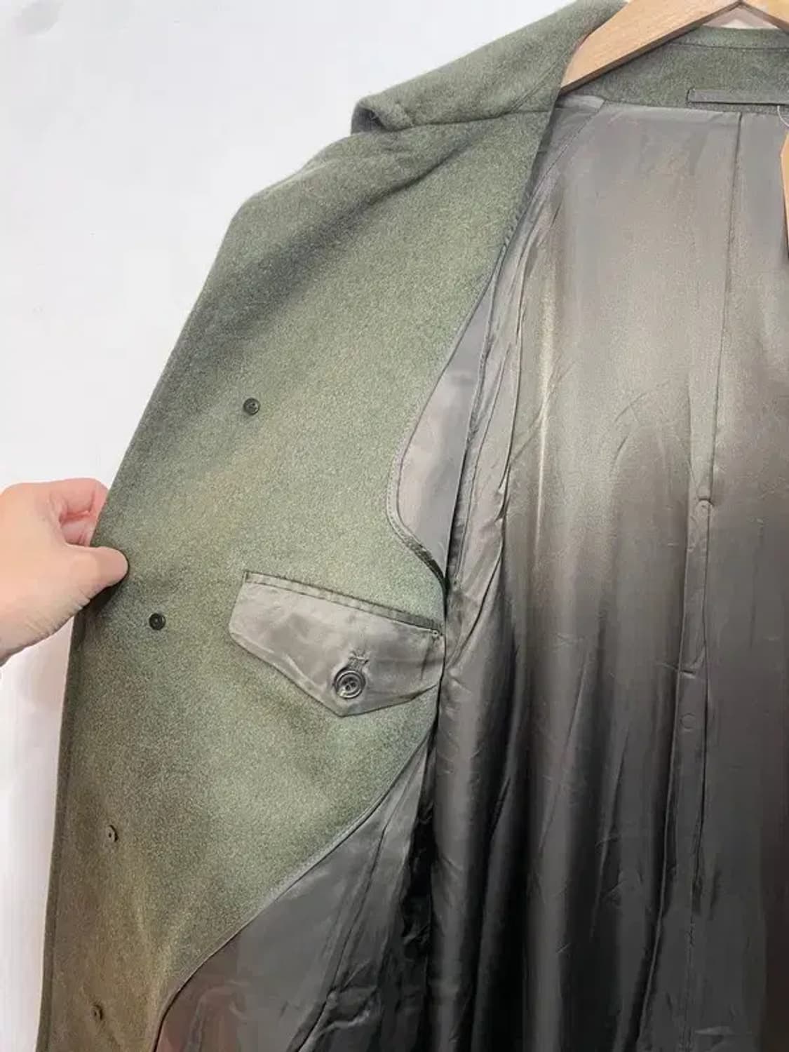 라지 남여공용 L&B 캐시미어 롱 코트 카키 상품이미지5