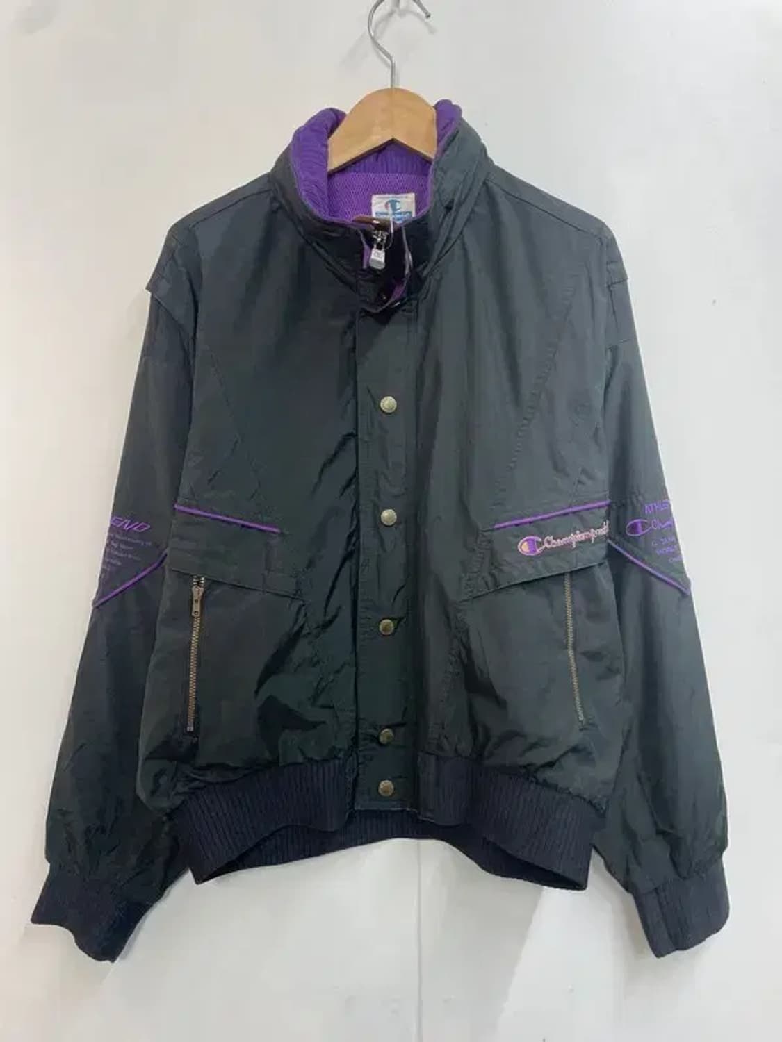 미디움 90s 올드스쿨 아카이브 챔피온 봄버 나일론 자켓 블랙 상품이미지2