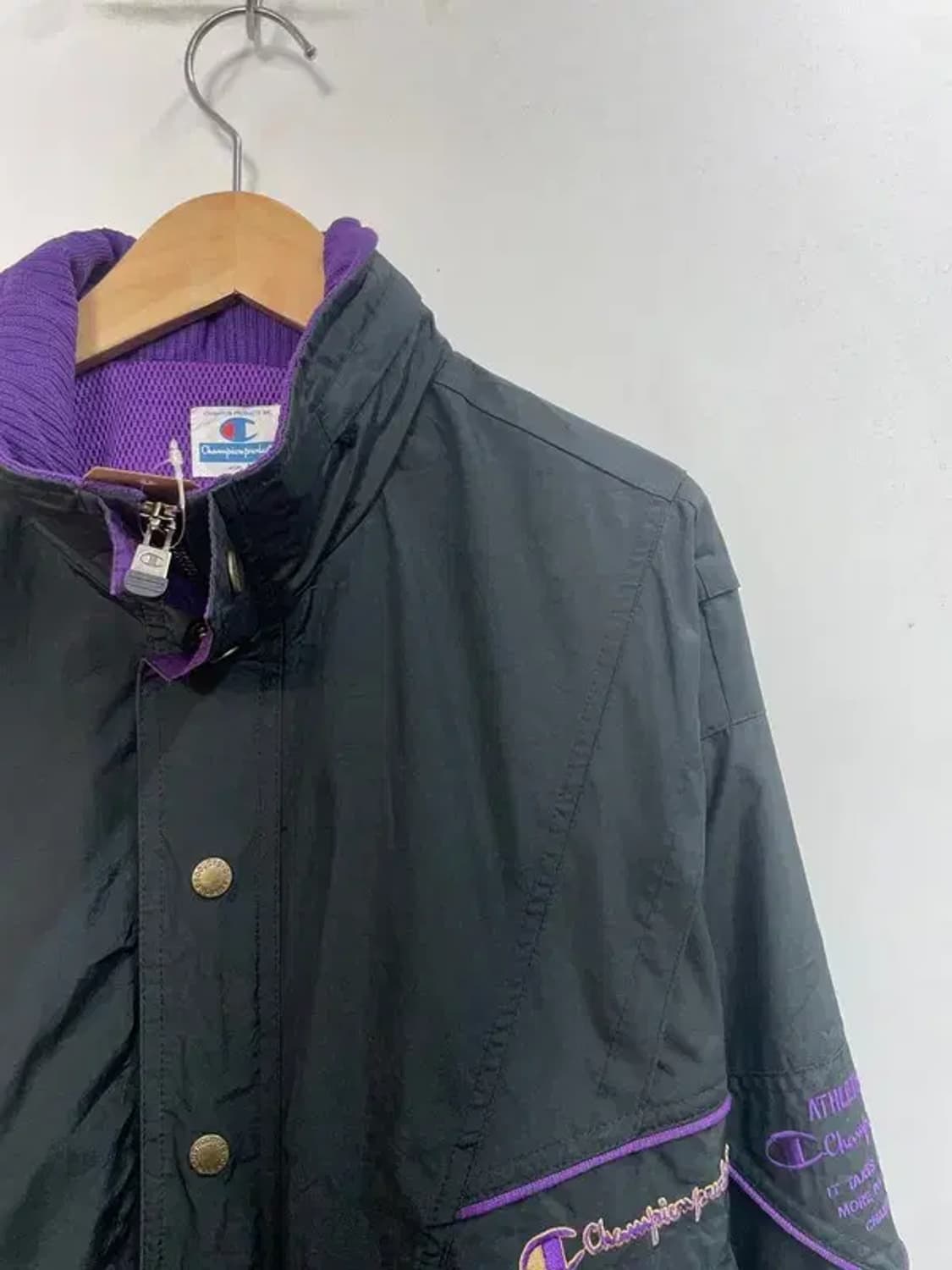 미디움 90s 올드스쿨 아카이브 챔피온 봄버 나일론 자켓 블랙 상품이미지4