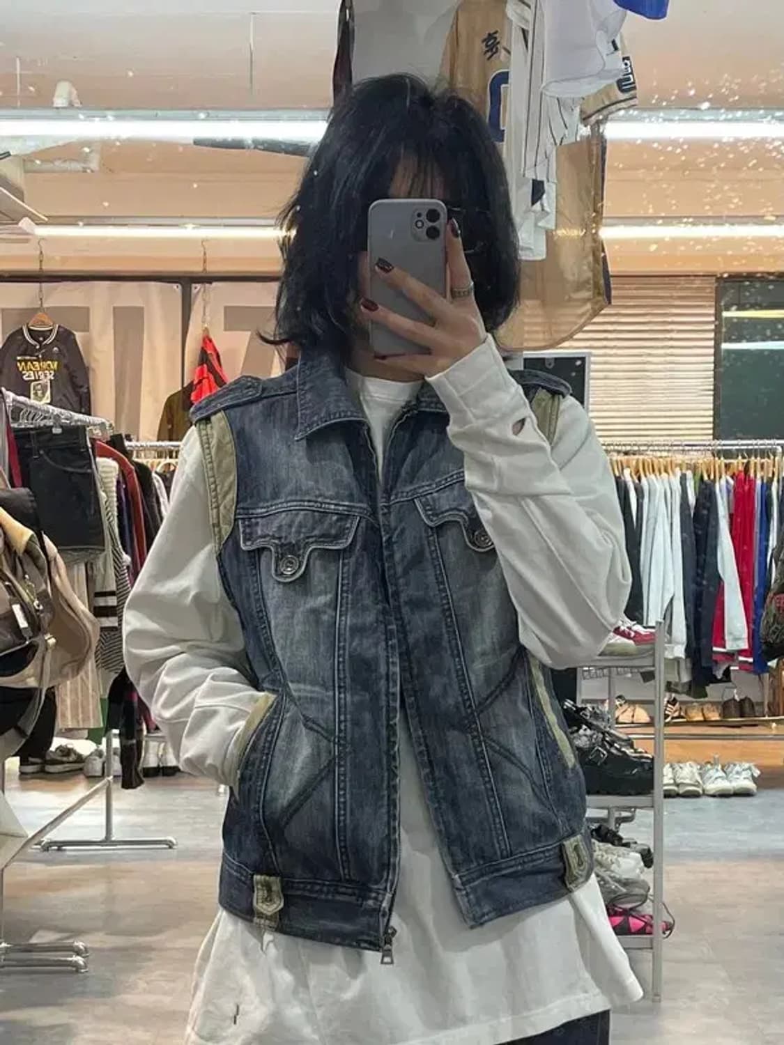 165 청 포켓 데님 베스트 조끼 빈티지 상품이미지1