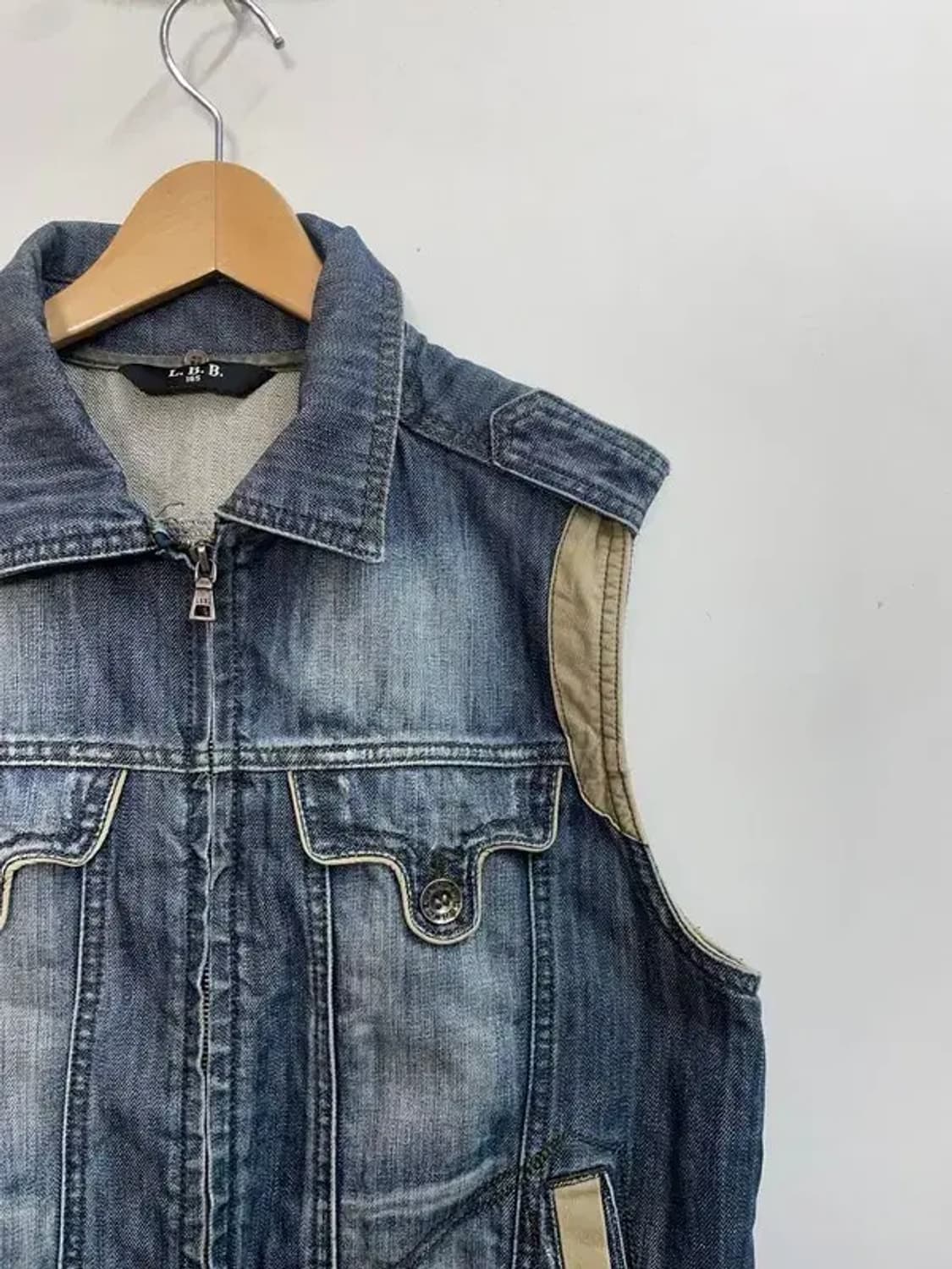 165 청 포켓 데님 베스트 조끼 빈티지 상품이미지4