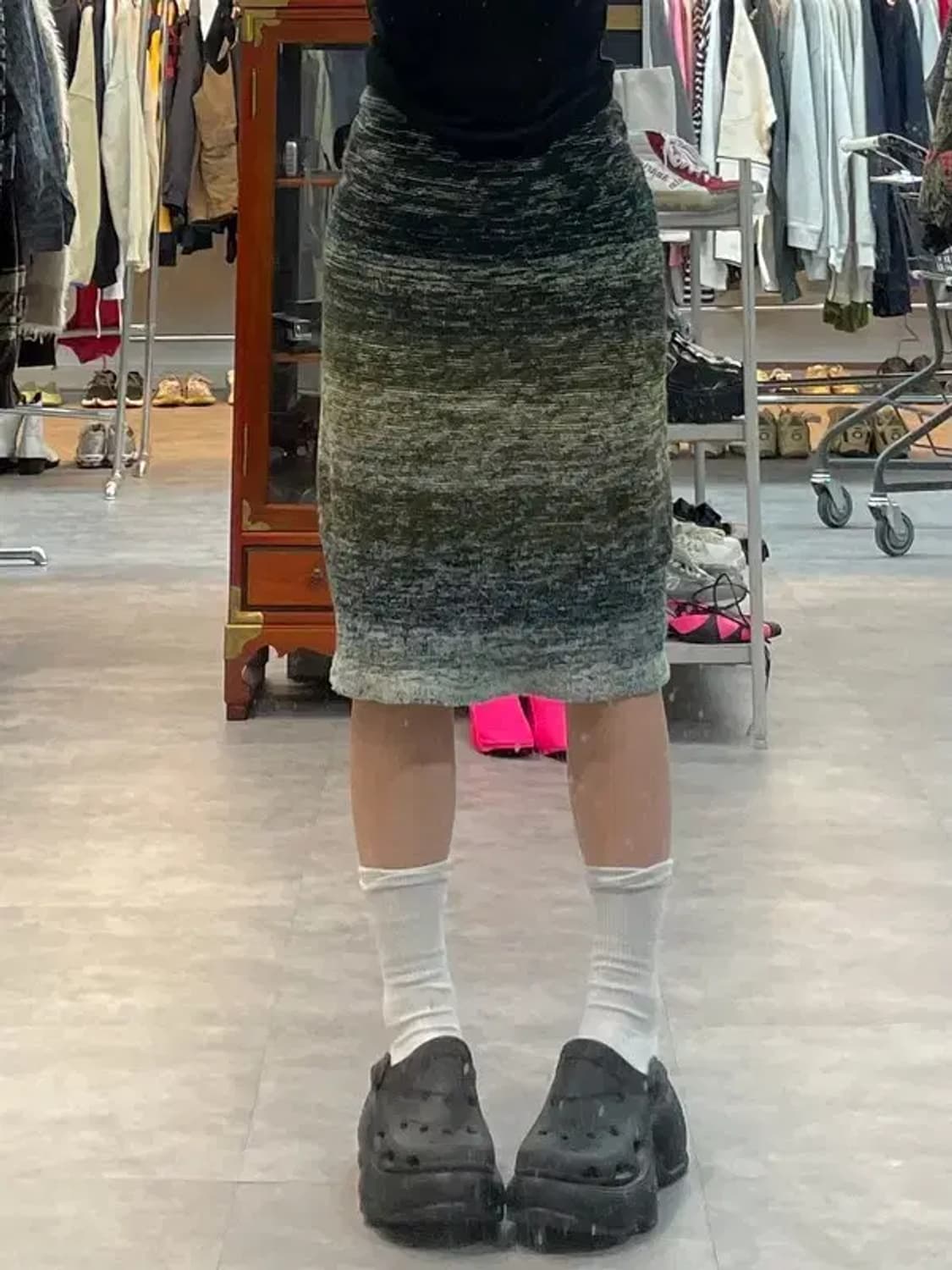 프리 빈티지 모리 그라데이션 밴딩 H라인 스커트 상품이미지1